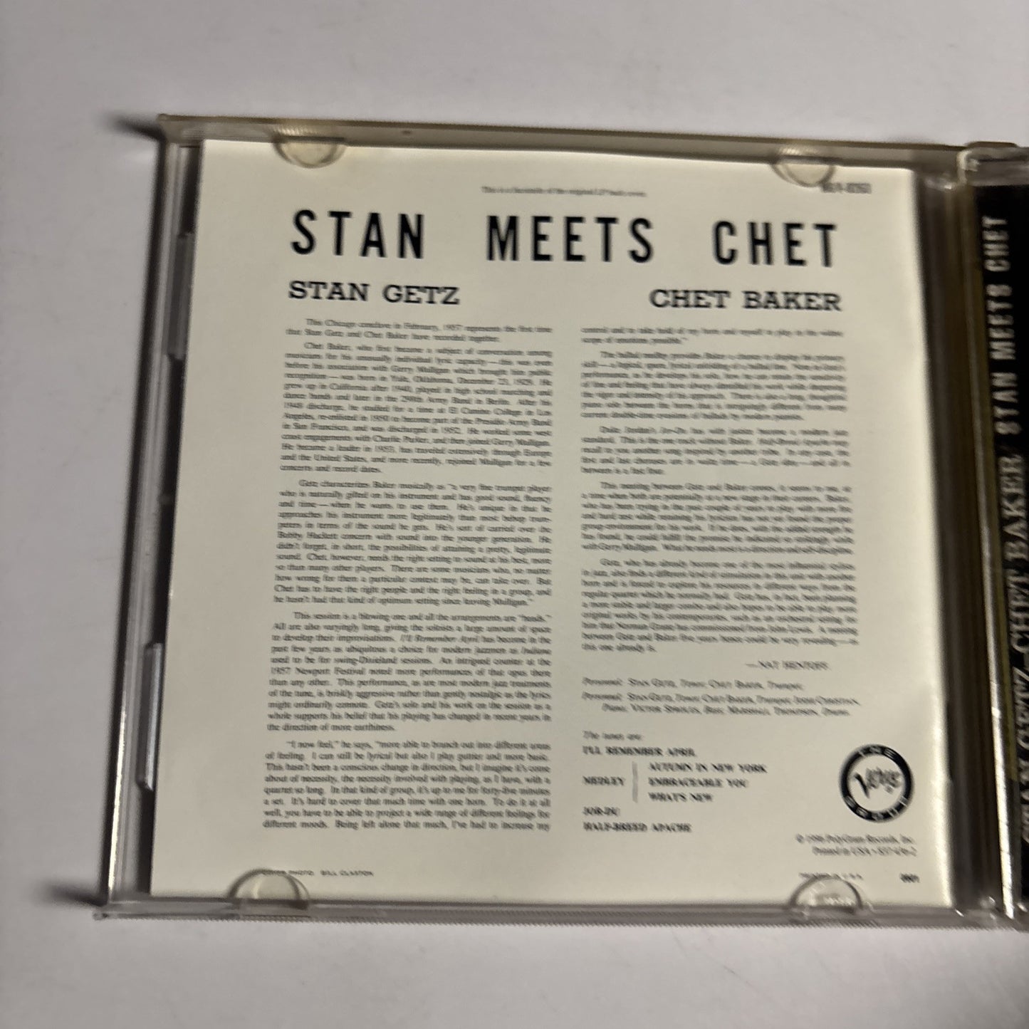 Stan Getz & Chet Baker – Stan Meets Chet (CD, 1958) 837 436-2