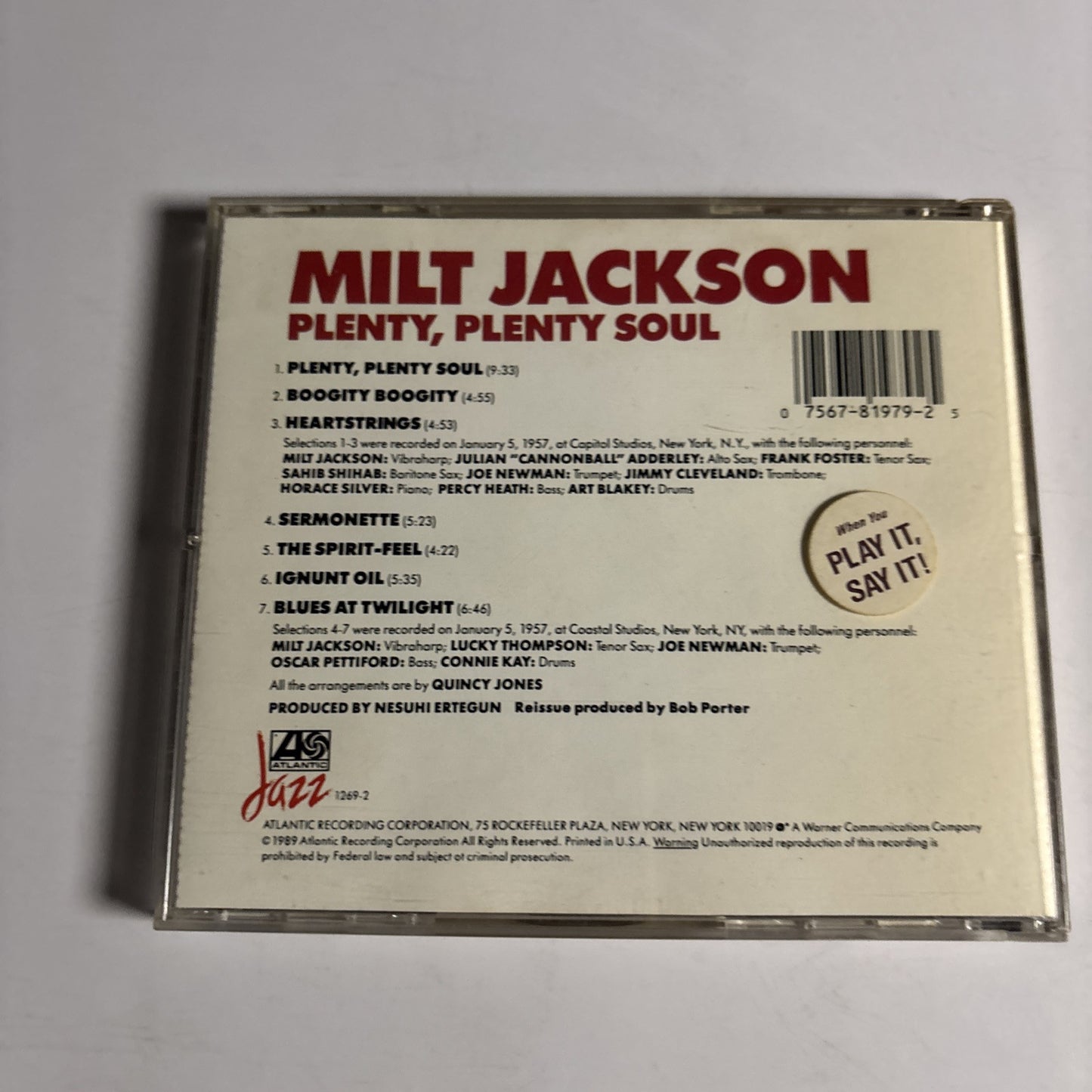 Milt Jackson – Plenty, Plenty Soul (CD, 1989) -230434