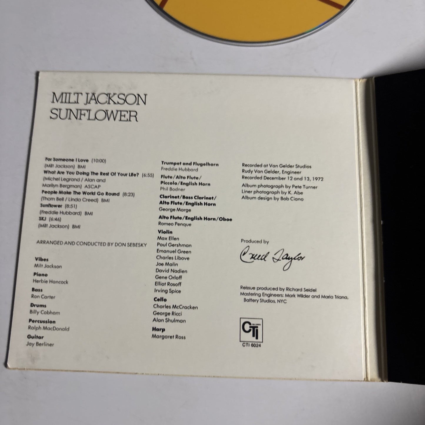 Milt Jackson – Sunflower (CD, 2011)   Digipak