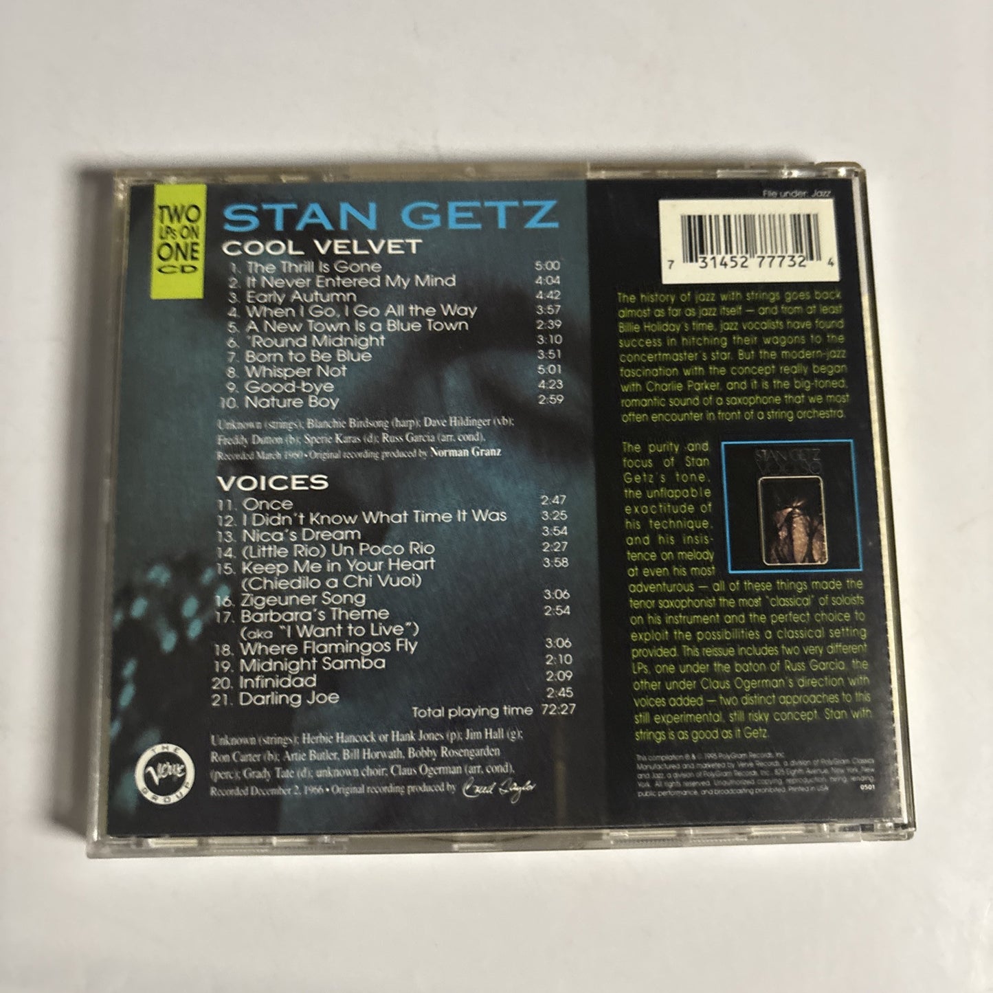 Stan Getz – Cool Velvet And Voices (CD, 1995) 527 773-2