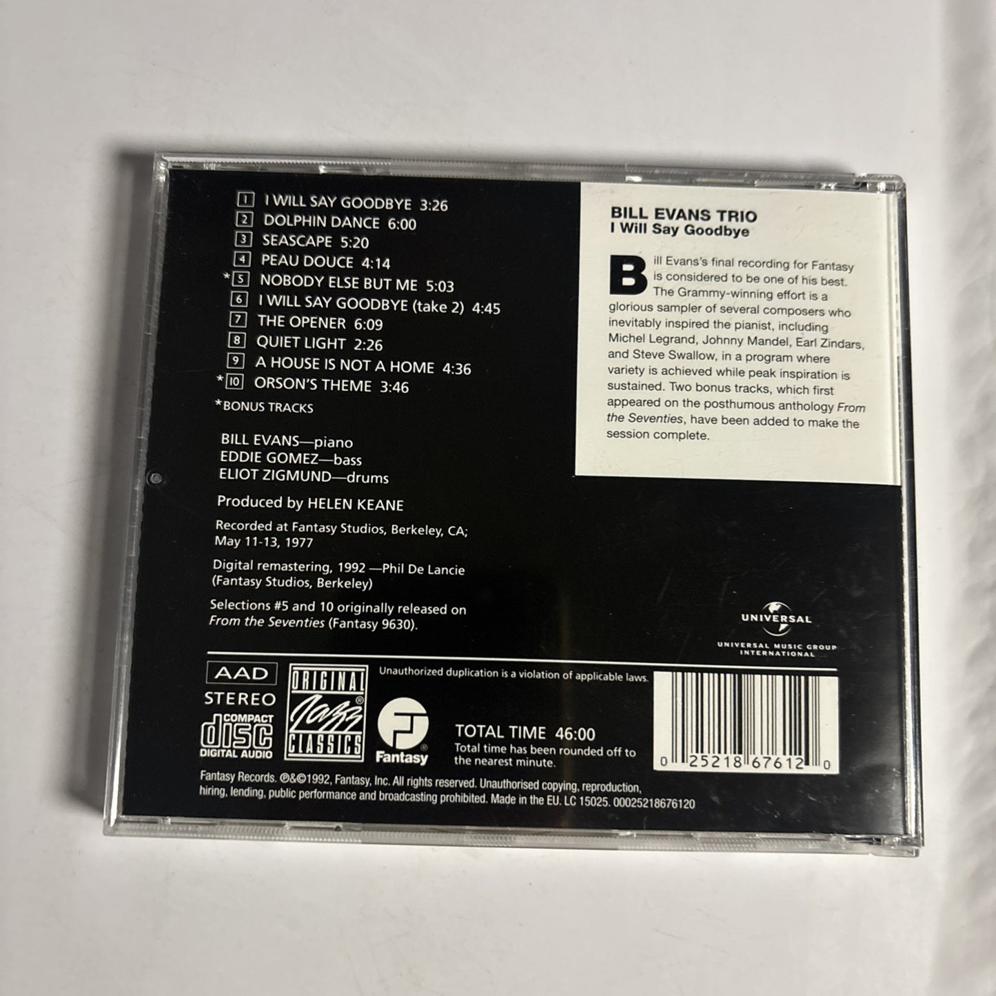 The Bill Evans Trio – I Will Say Goodbye (CD, 1980)