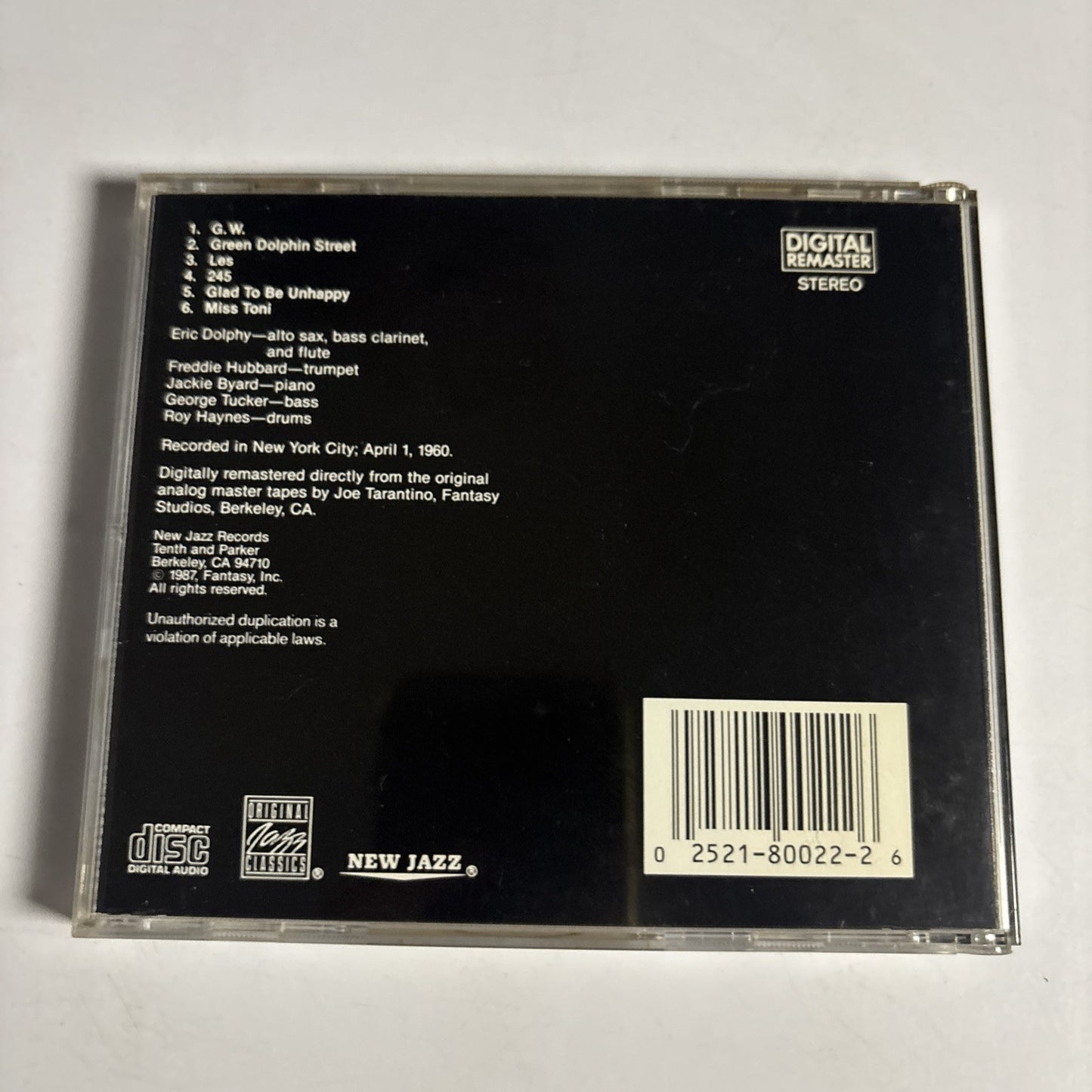 Eric Dolphy Quintet – Outward Bound (CD, 1987) OJCCD-022-2