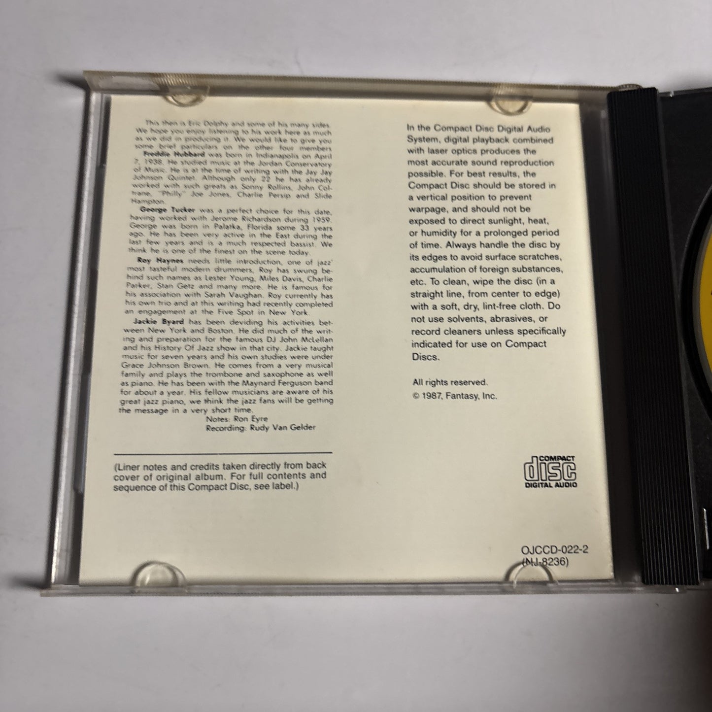 Eric Dolphy Quintet – Outward Bound (CD, 1987) OJCCD-022-2