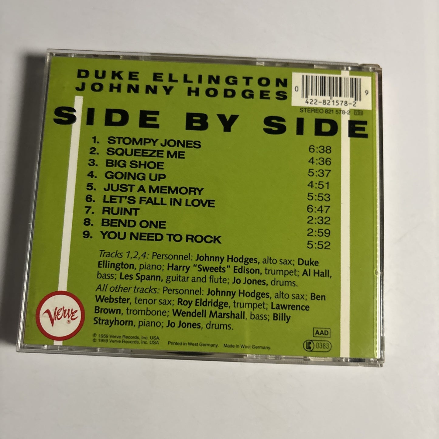 Duke Ellington And Johnny Hodges – Side By Side (CD, 1959) 821 578-2