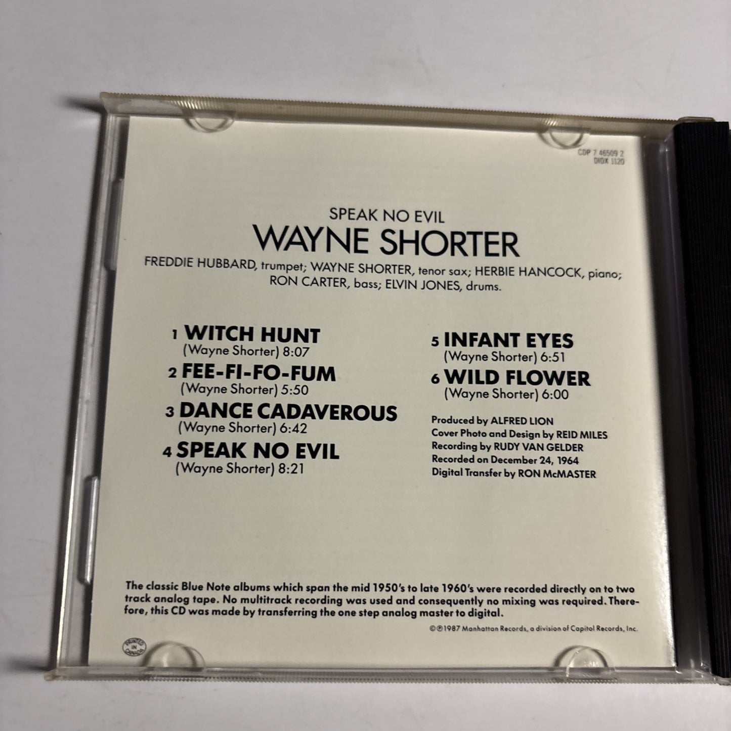Wayne Shorter – Speak No Evil (CD, 1987) CDP 7 46509 2
