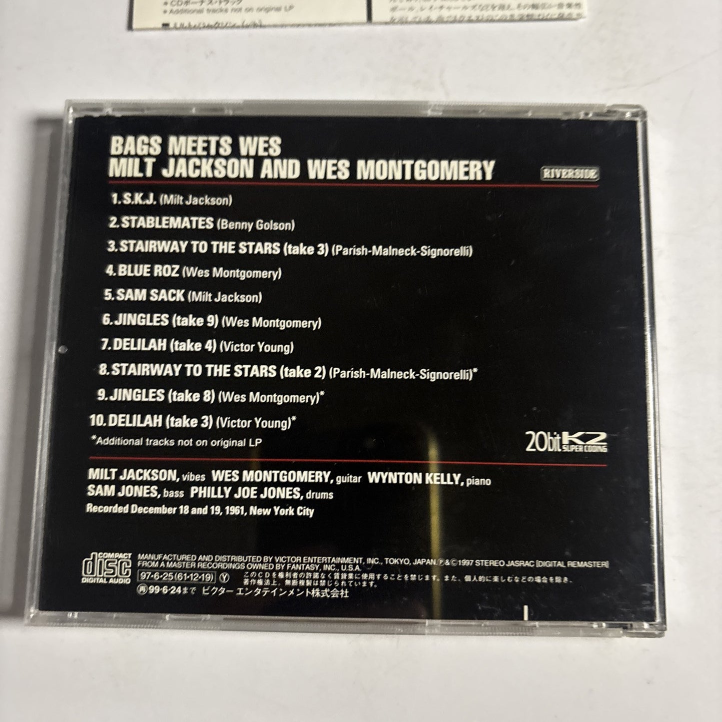 Milt Jackson And Wes Montgomery – Bags Meets Wes (CD, 1997) vicj-60021 Japan