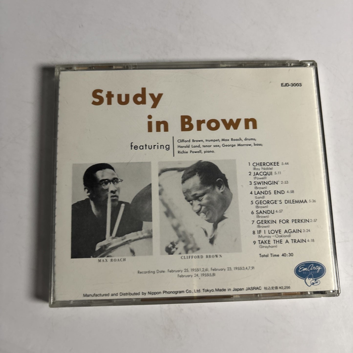 Clifford Brown And Max Roach – Study In Brown (CD, 1993) ejd-3003 Japan