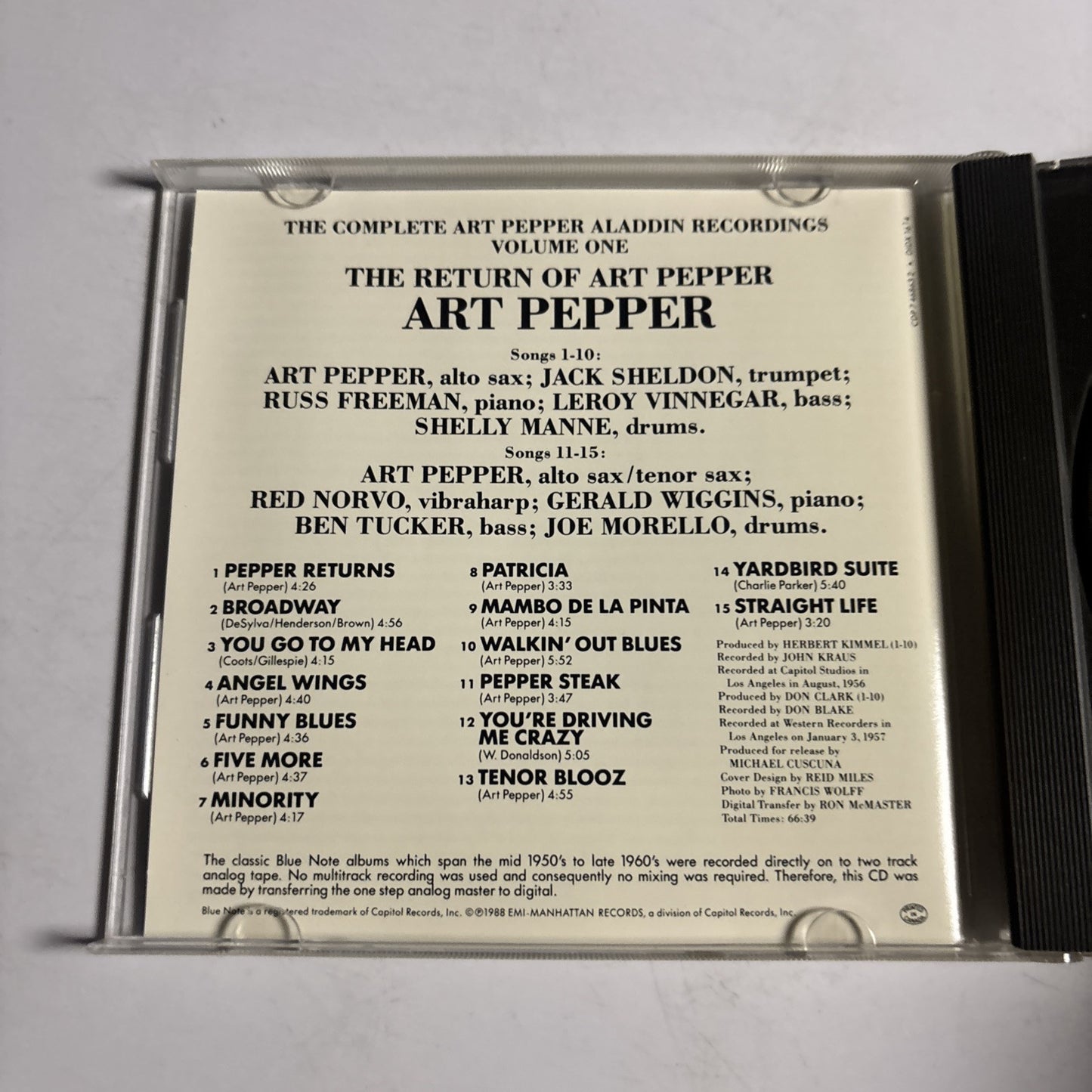 Art Pepper – The Return Of Art Pepper (CD, 1957) CDP 7 46863 2