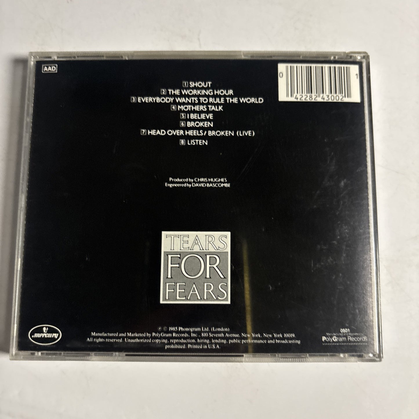 Tears For Fears – Songs From The Big Chair (CD, 1985) 824 300-2