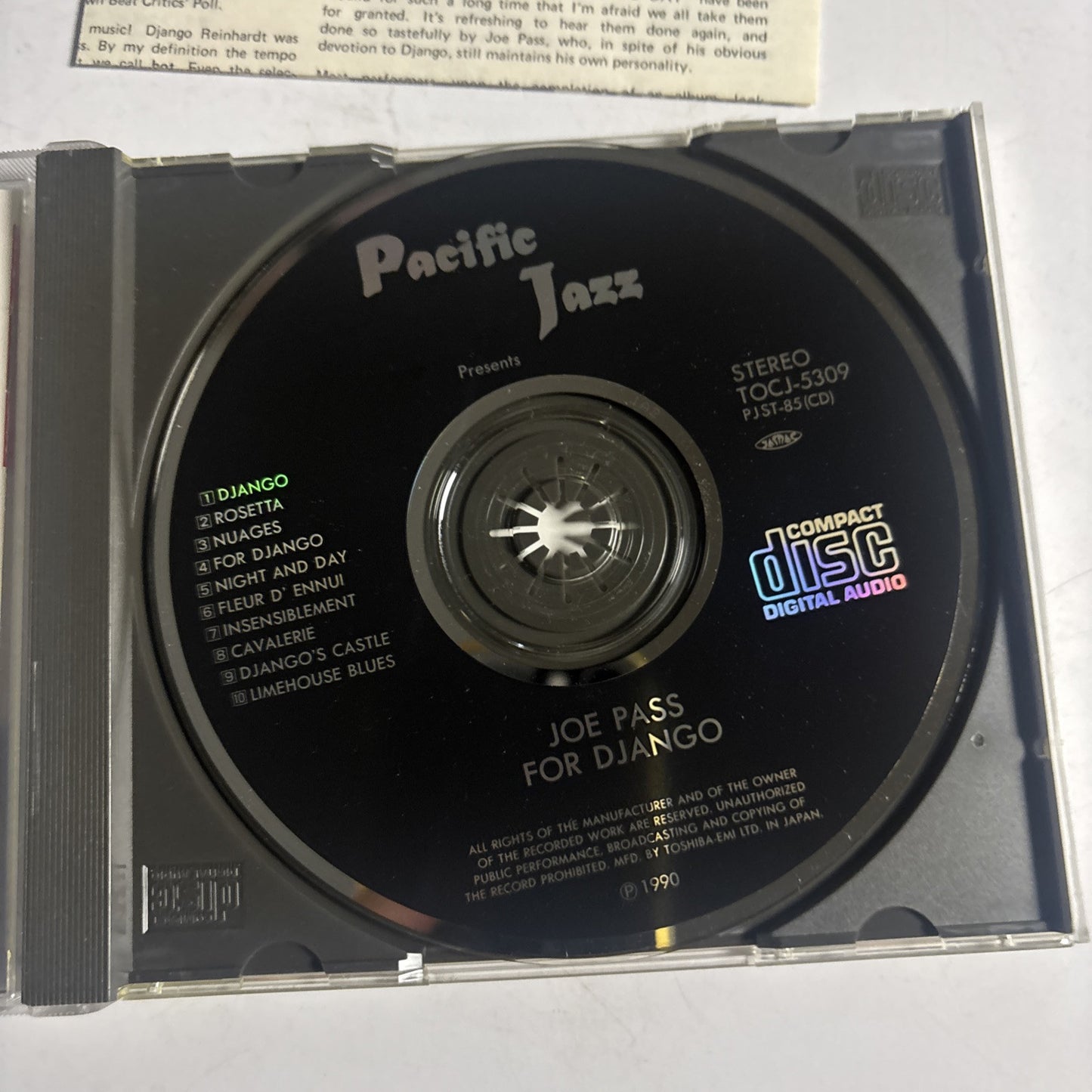 Joe Pass – For Django (CD, 1990) tocj-5309 Japan