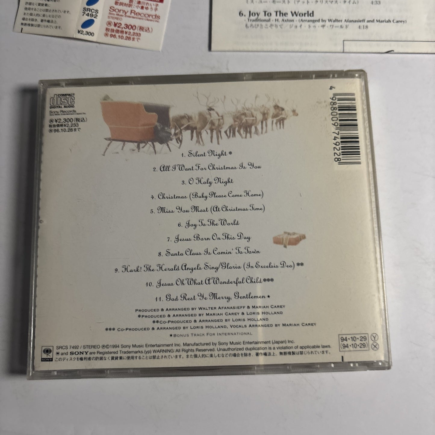 Mariah Carey – Merry Christmas (CD, 1994) srcs-7492 Japan obi
