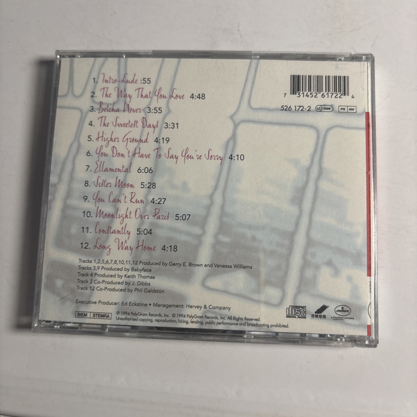 Vanessa Williams – The Sweetest Days (CD, 1994) 526 172-2