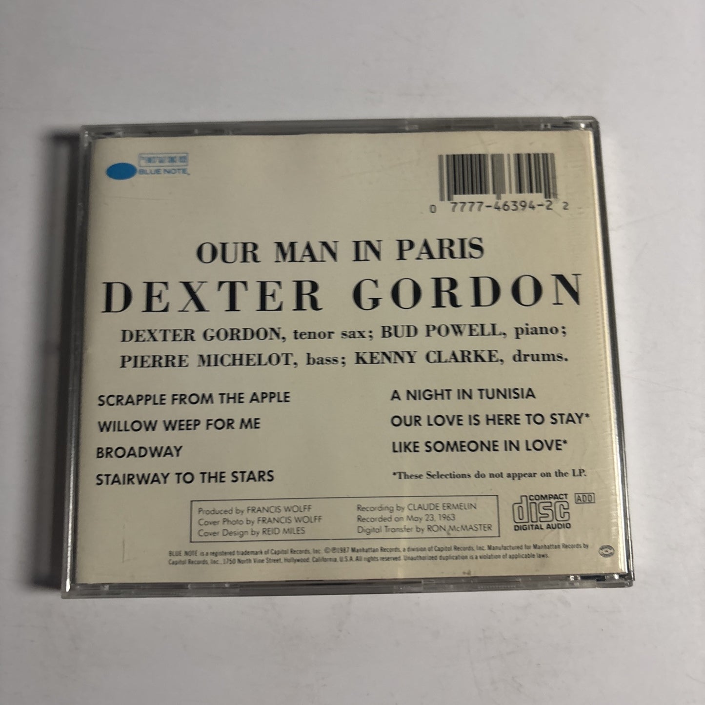 Dexter Gordon – Our Man In Paris (CD, 1987) CDP 7 46394 2