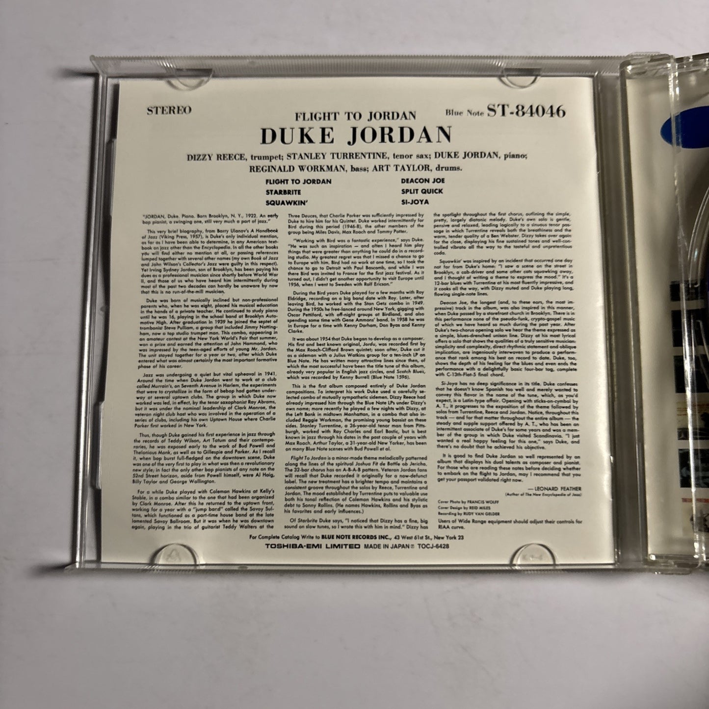 Duke Jordan – Flight To Jordan (CD, 2004) tocj-6428 Japan