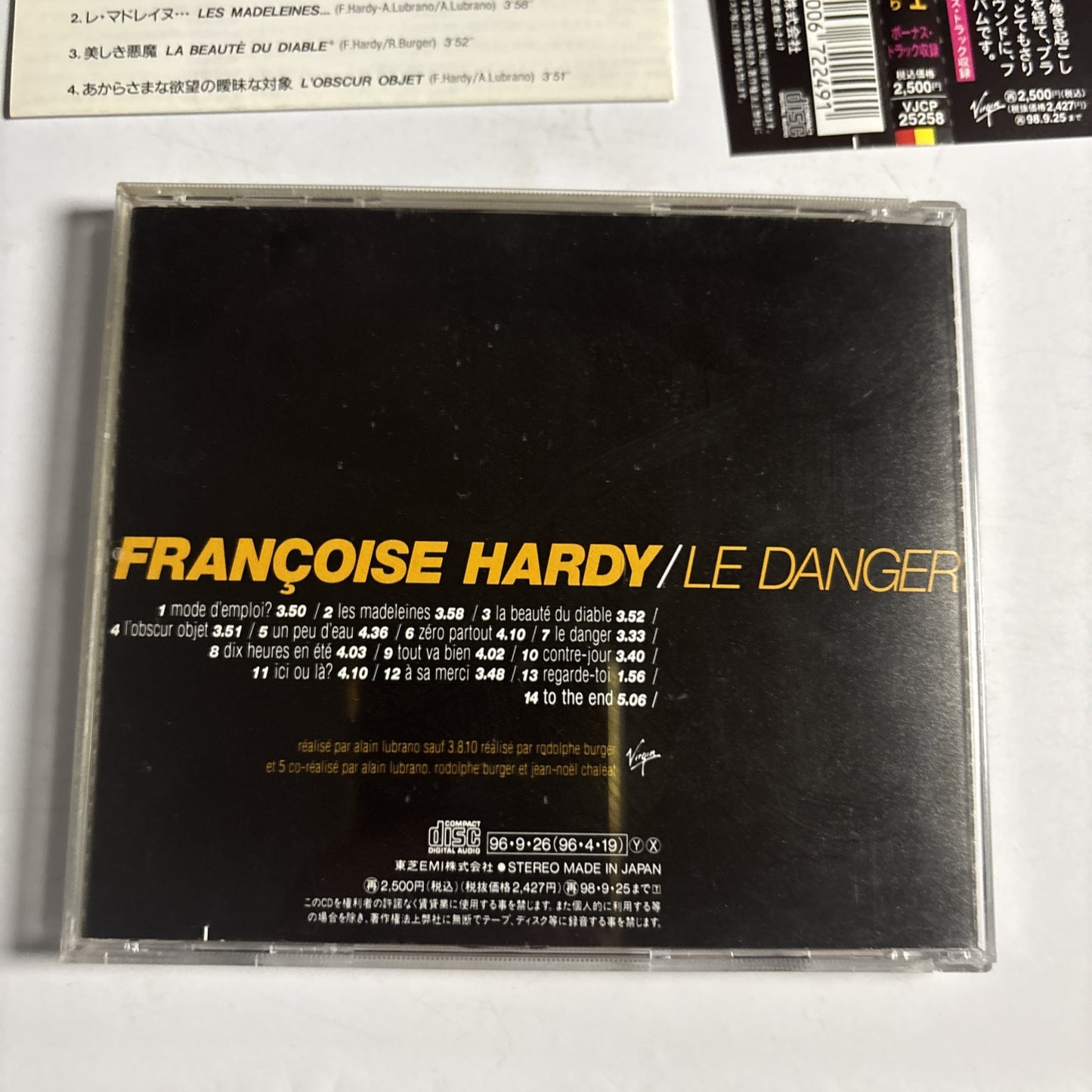 Françoise Hardy – Le Danger (CD, 1996) vjcp-25258 Japan obi