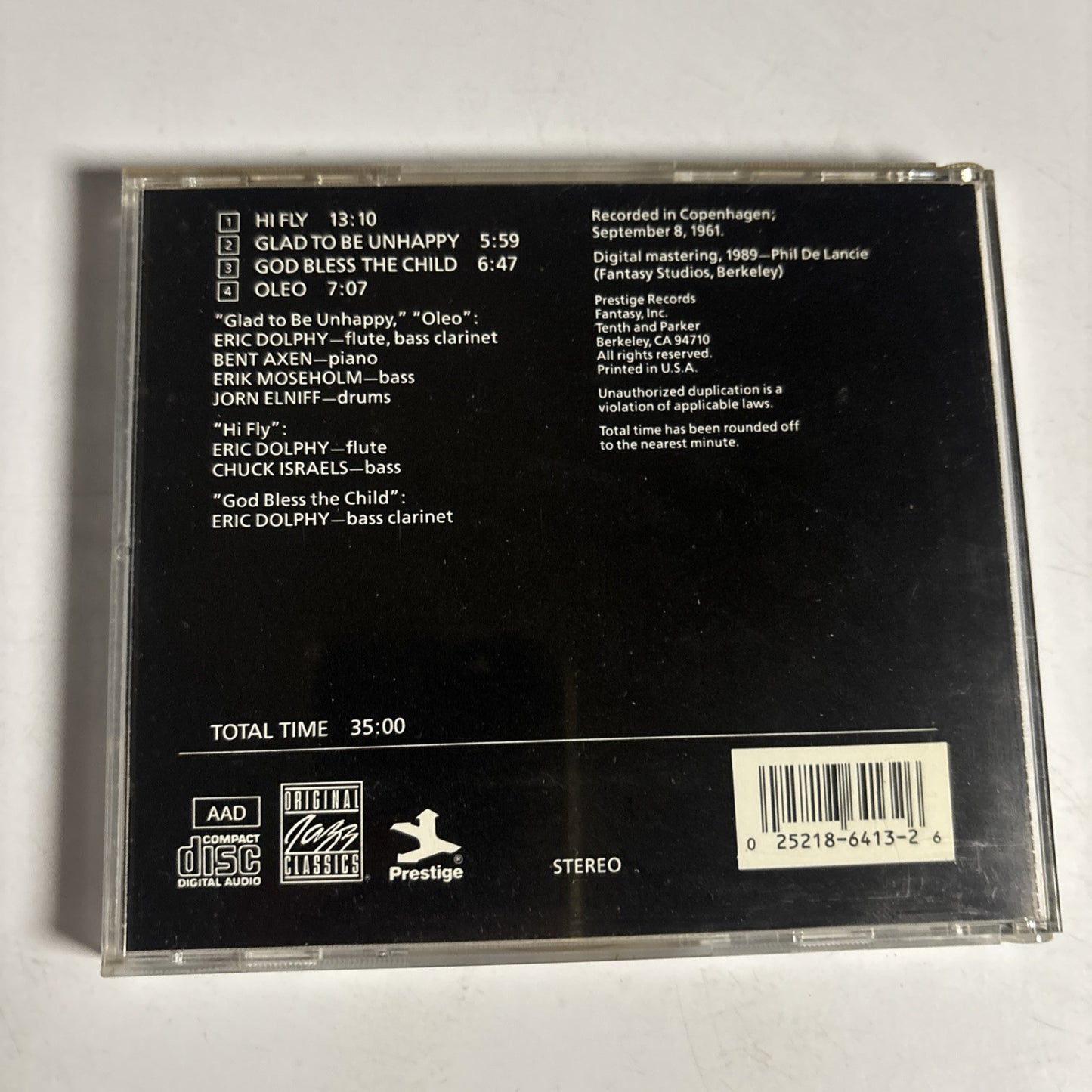 Eric Dolphy – Eric Dolphy In Europe, Vol. 1 (CD, 1990) OJCCD-413-2