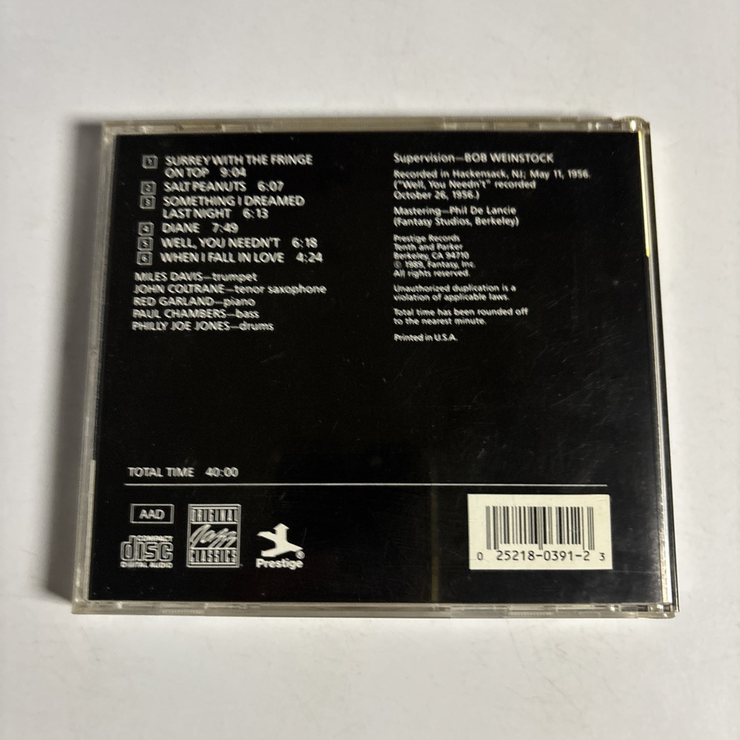 The Miles Davis Quintet – Steamin' With The Miles Davis Quintet (CD, 1989)