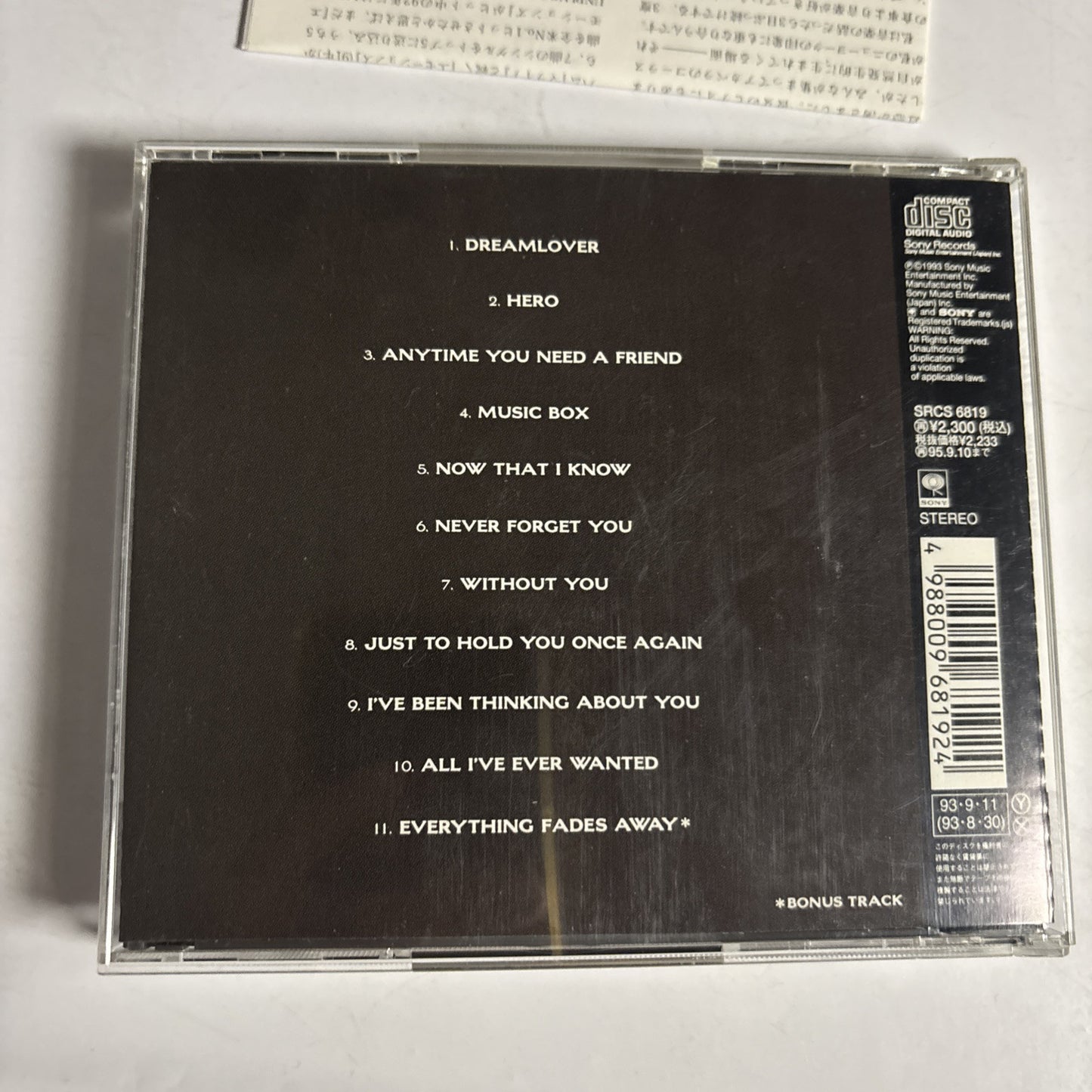 Mariah Carey – Music Box (CD, 1993)  srcs-6819 Japan