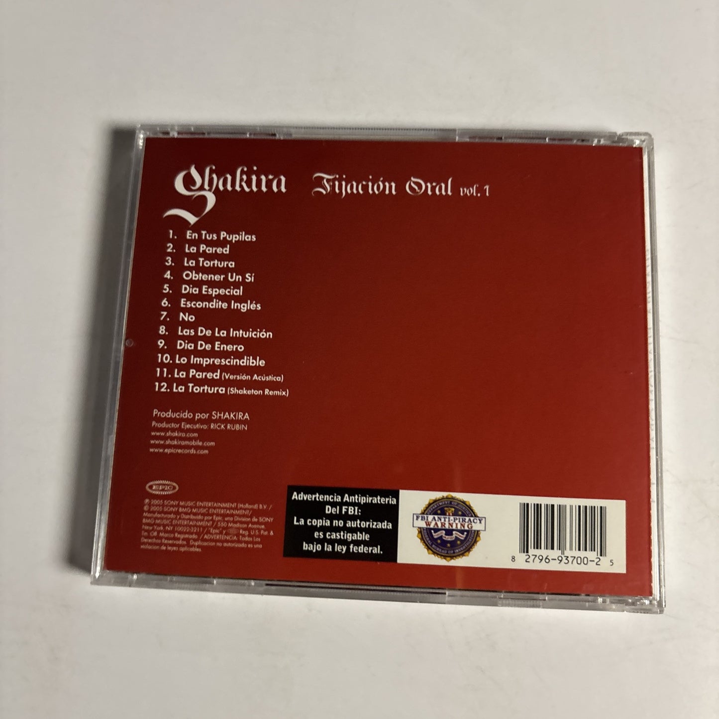 Shakira – Fijación Oral Vol. 1 (CD, 2005) EK 93700