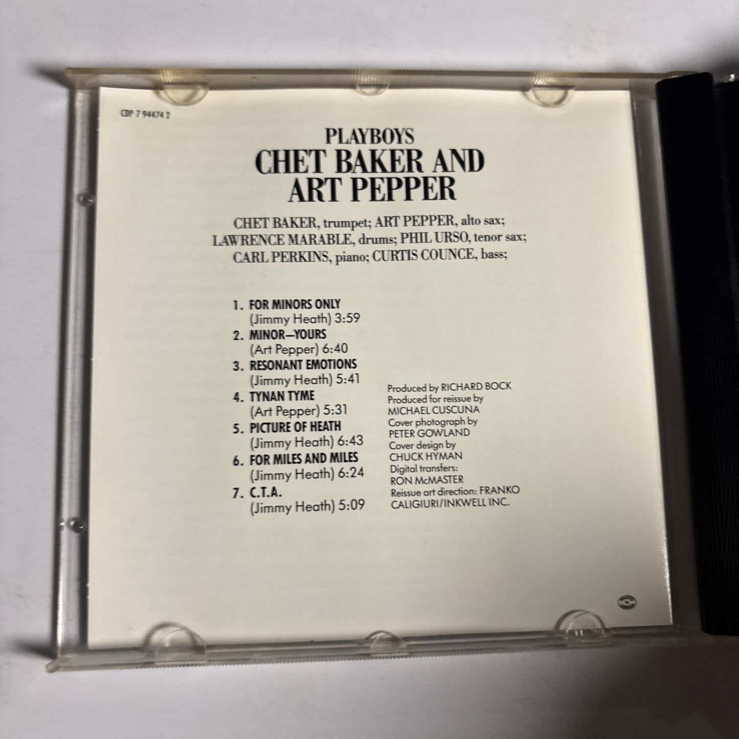 Chet Baker & Art Pepper – Playboys (CD, 1990) CDP 7 94474 2