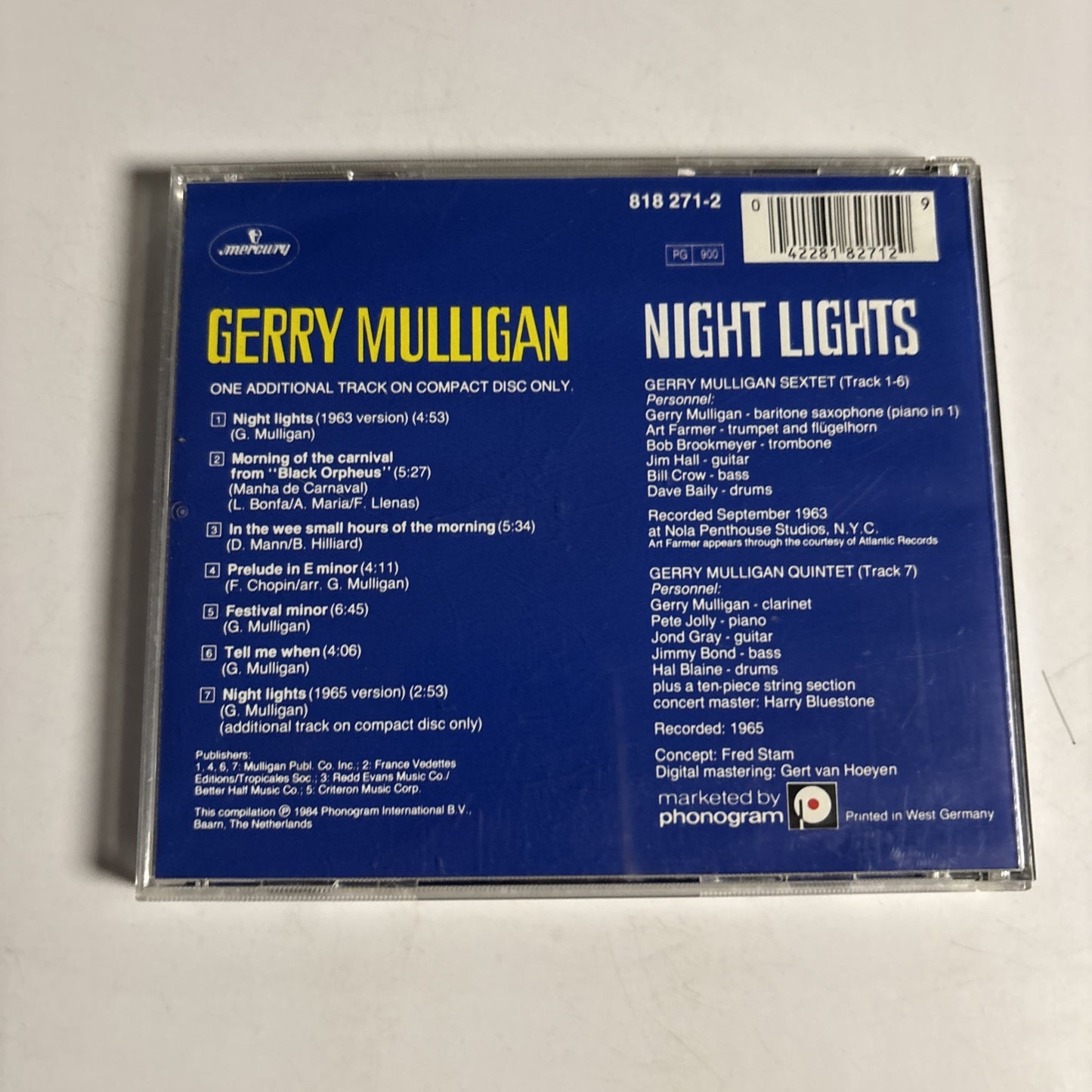 Gerry Mulligan – Night Lights (CD, 1963) 818 271-2 Germany