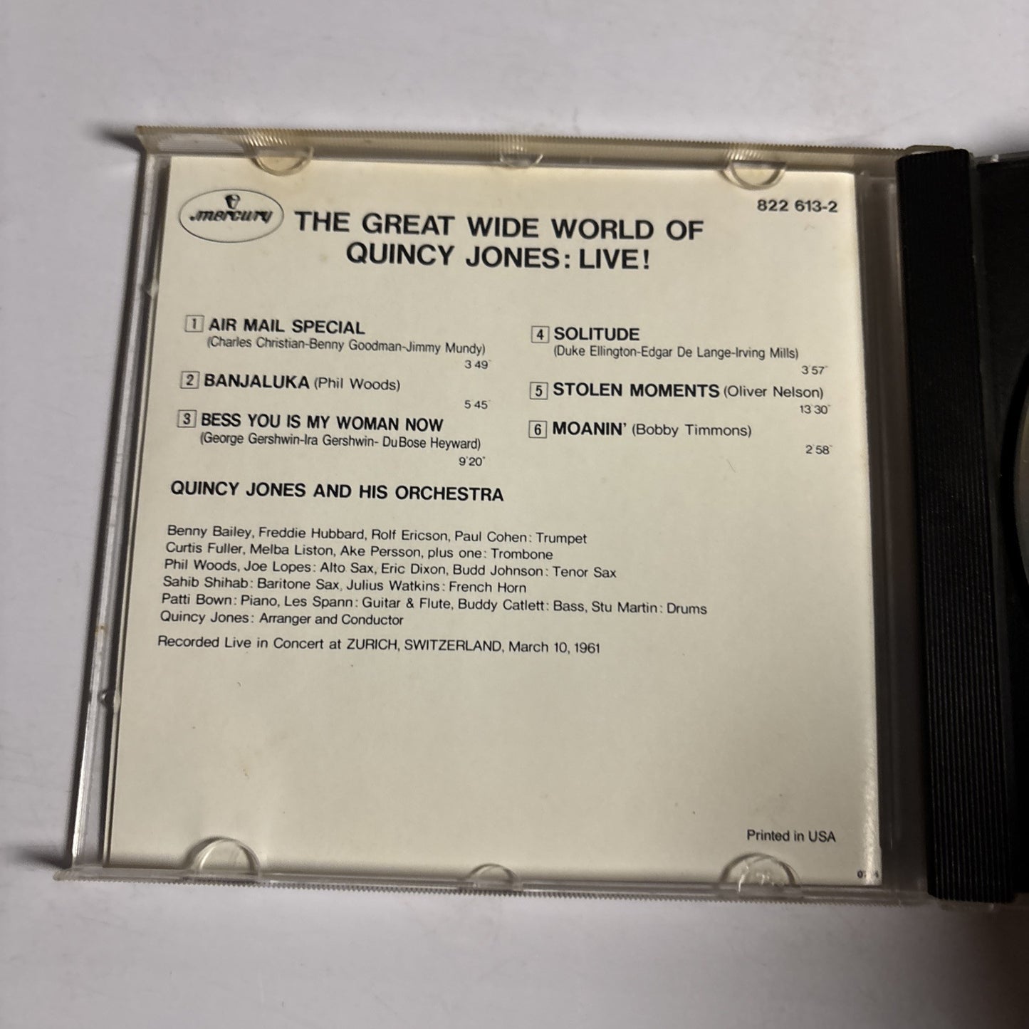 Quincy Jones – The Great Wide World Of Quincy Jones: Live! (CD, 1984) 822 613-2