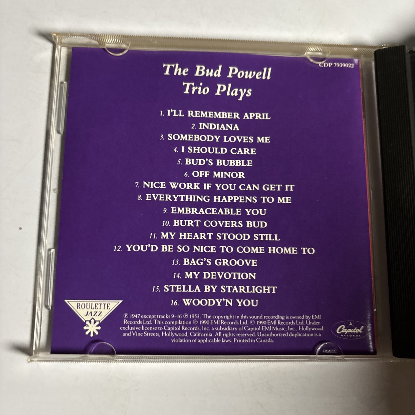 Bud Powell – The Bud Powell Trio Plays (CD, 1990) CDP 7939022