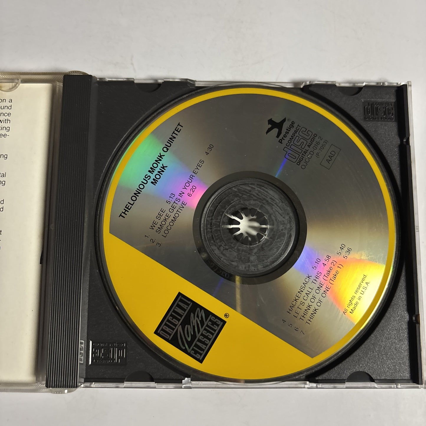 Thelonious Monk With Sonny Rollins & Frank Foster – Monk (CD 1989) OJCCD-016-2