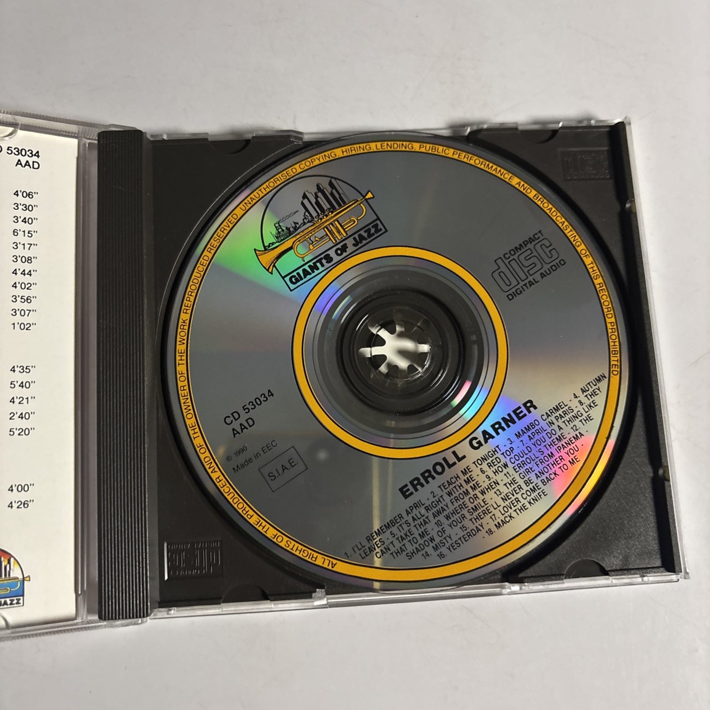 Erroll Garner – In Concert (CD, 1988) CD 53034
