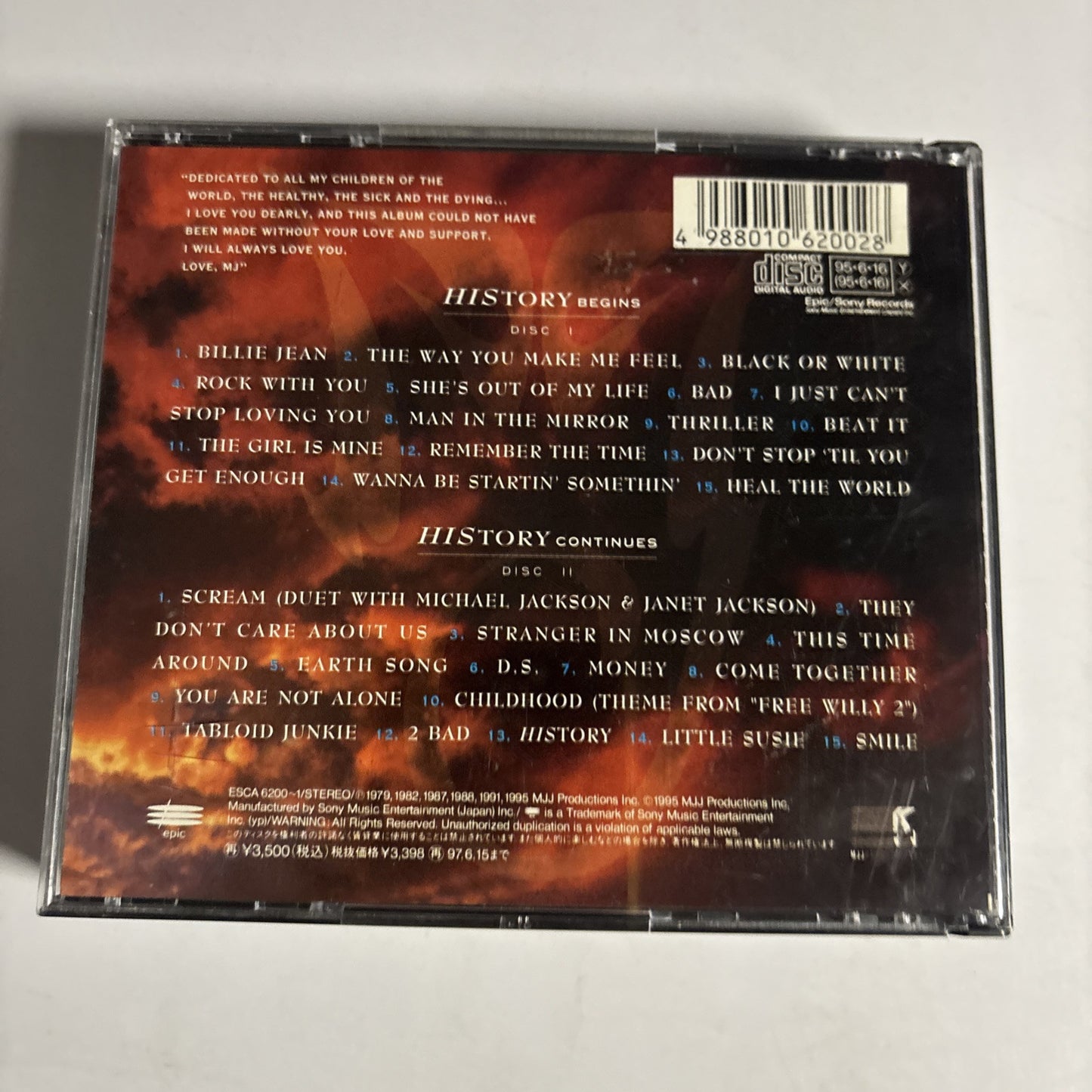 Michael Jackson – HIStory Past, Present And Future - Book I CD 1995 2-Disc Japan