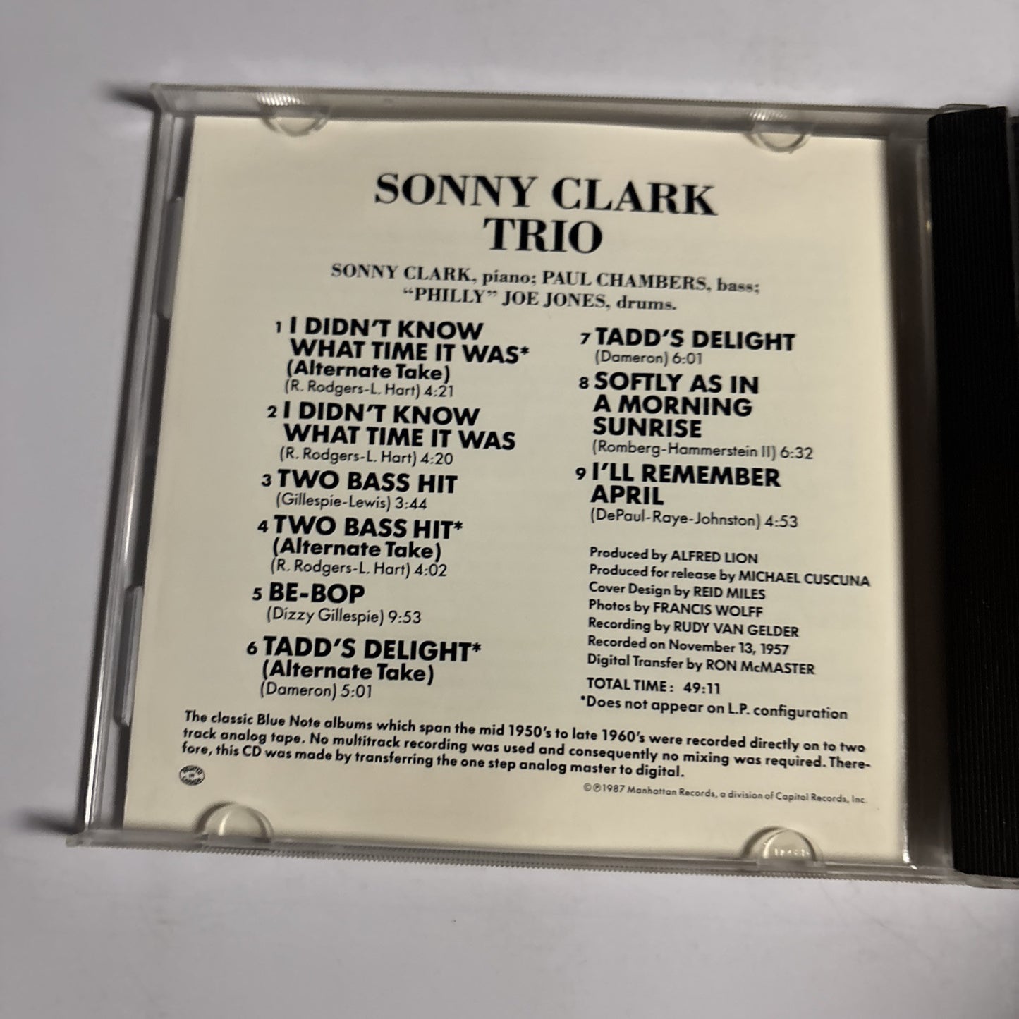Sonny Clark Trio – Sonny Clark Trio (CD, 1987) CDP 7 46547 2