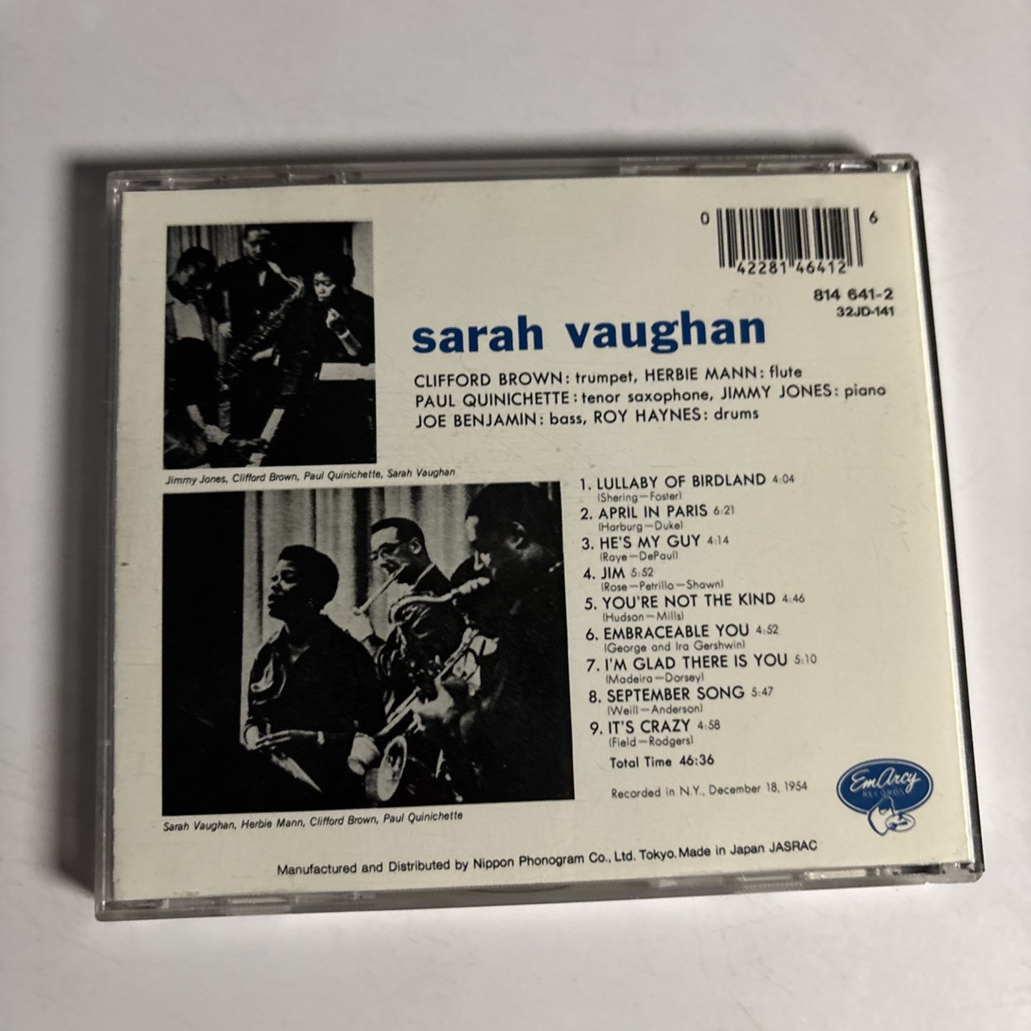 Sarah Vaughan With Clifford Brown – Sarah Vaughan With Clifford Brown (CD, 1955)