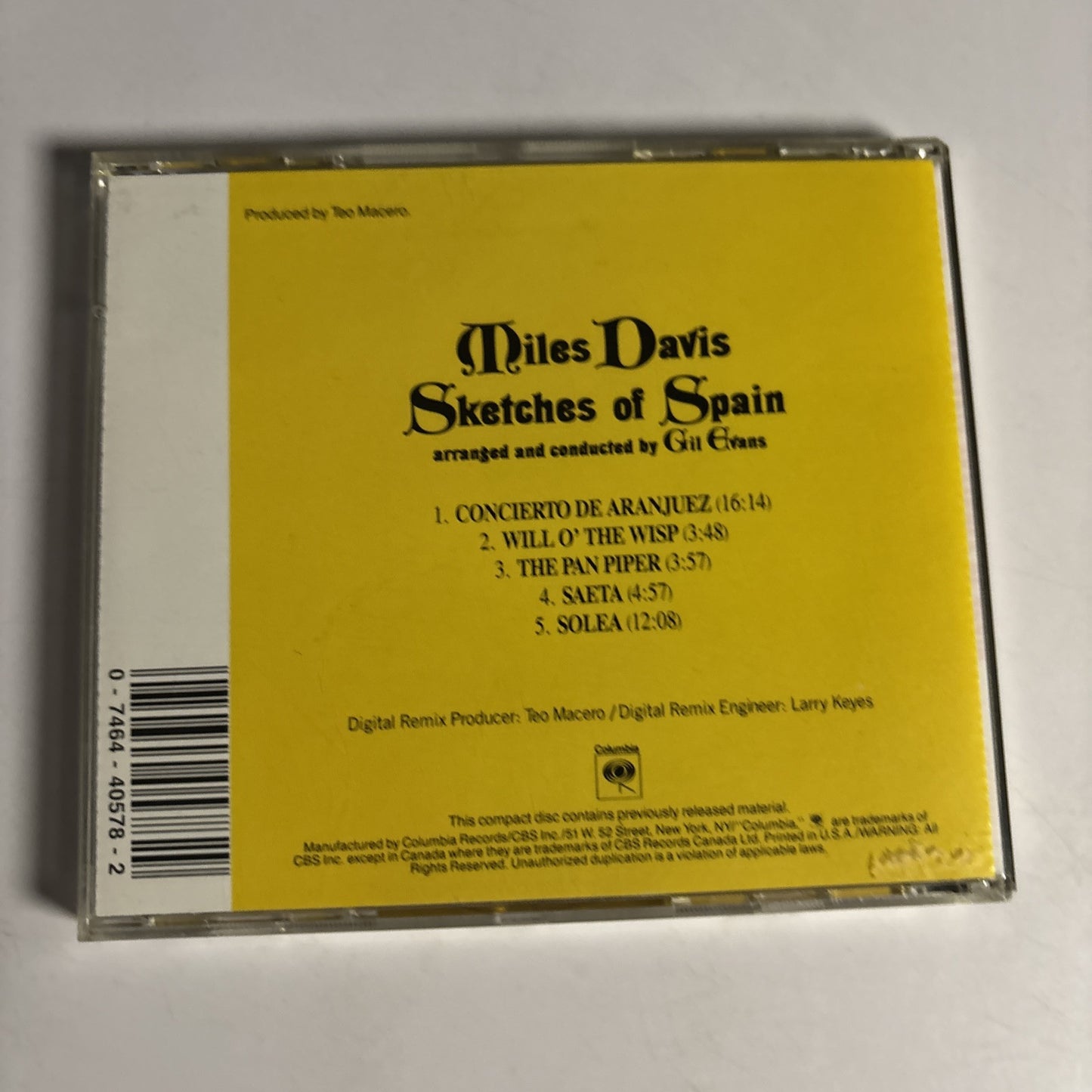 Miles Davis – Sketches Of Spain (CD, 1960) 20-30133