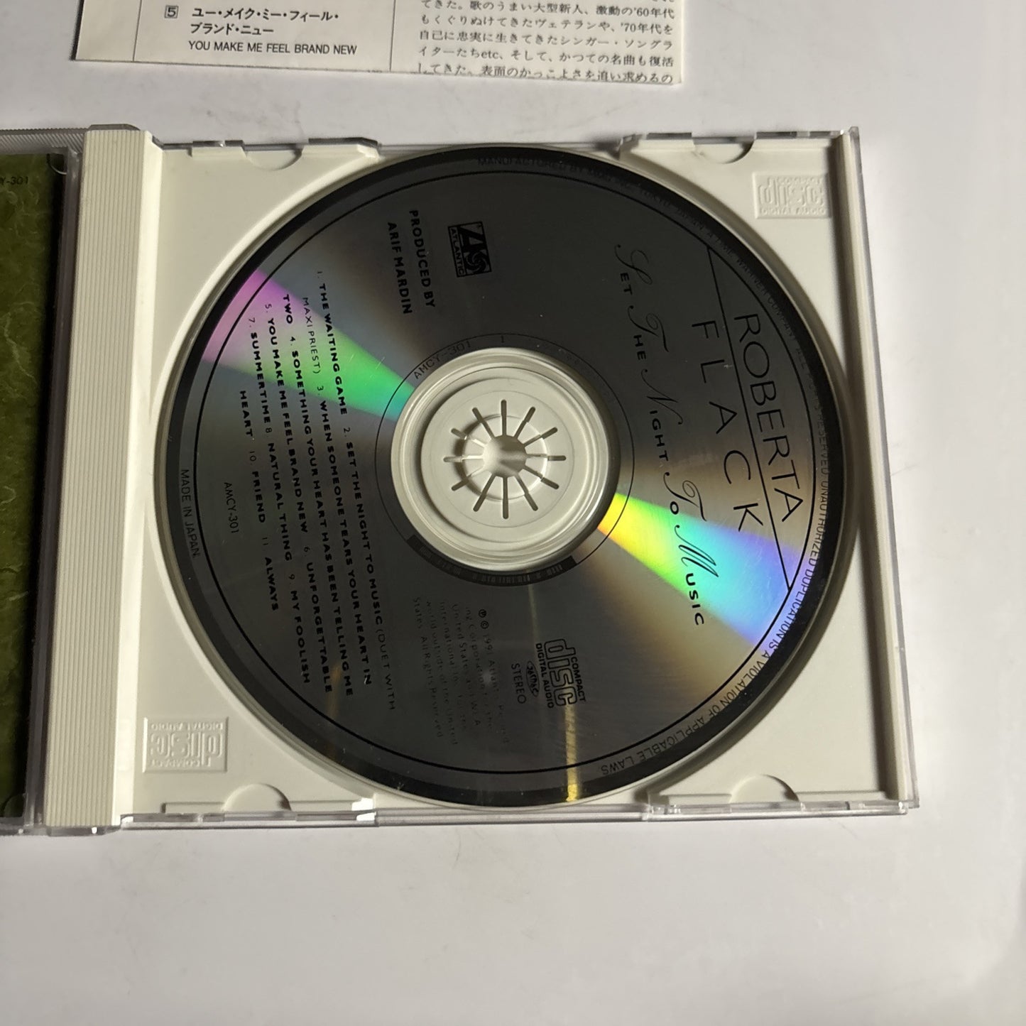 Roberta Flack – Set The Night To Music (CD, 1991) amcy-301 Japan