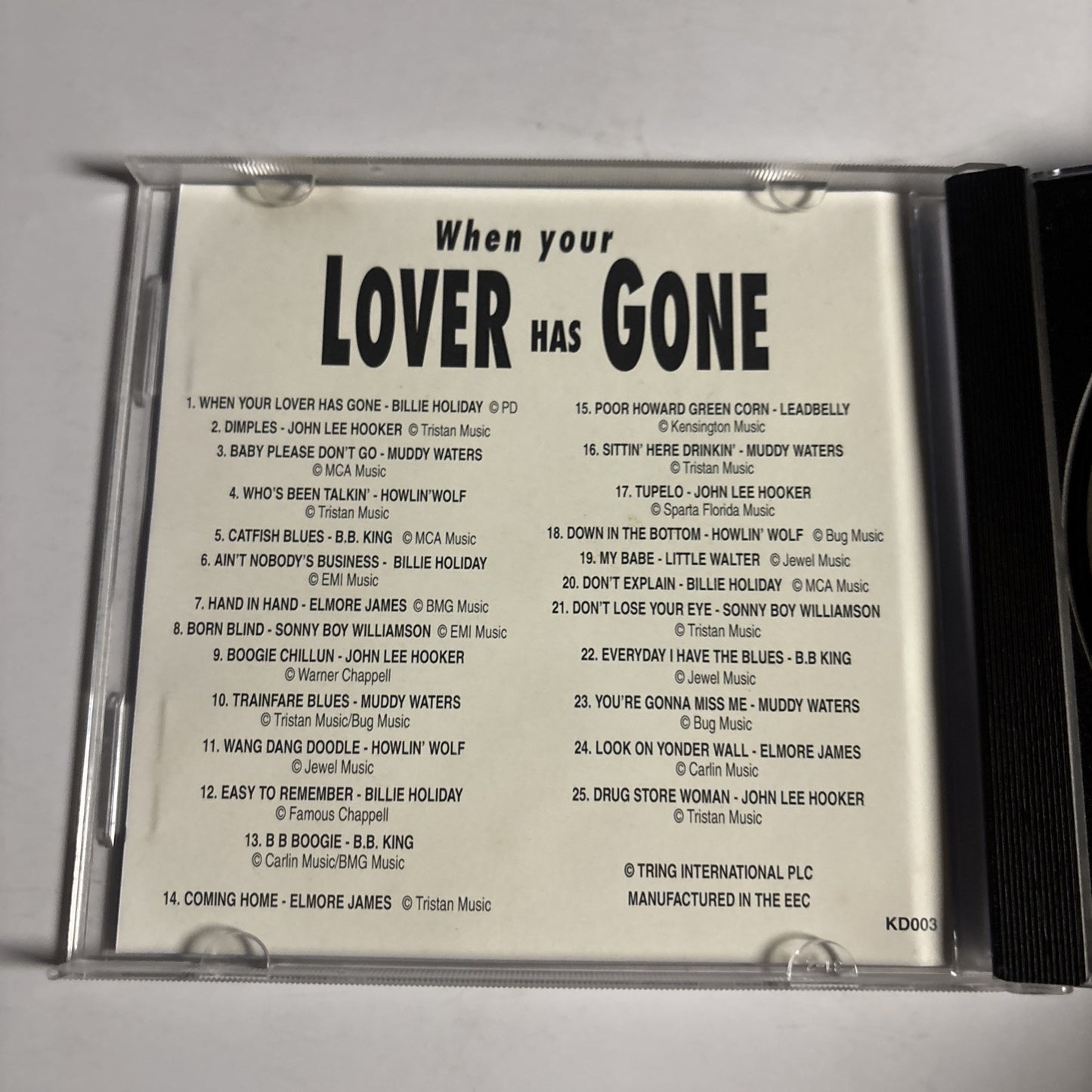 Various – When Your Lover Has Gone (25 Blues & Soul Hits) CD KD003