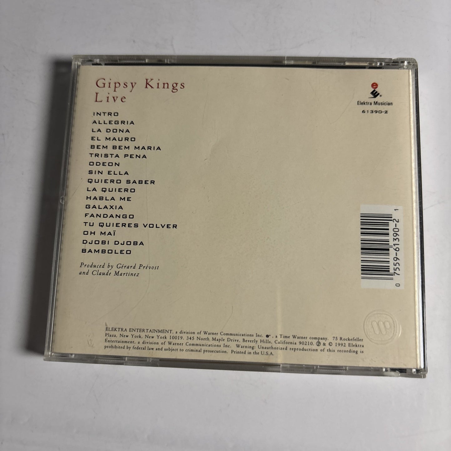 Gipsy Kings – Live (CD, 1992) 9 61390-2