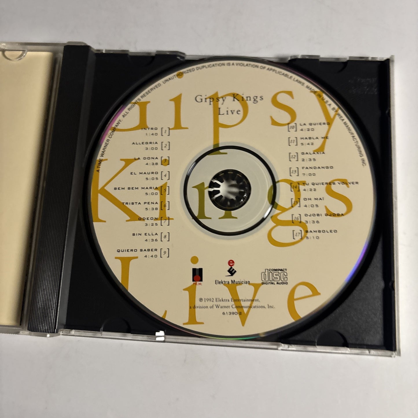 Gipsy Kings – Live (CD, 1992) 9 61390-2