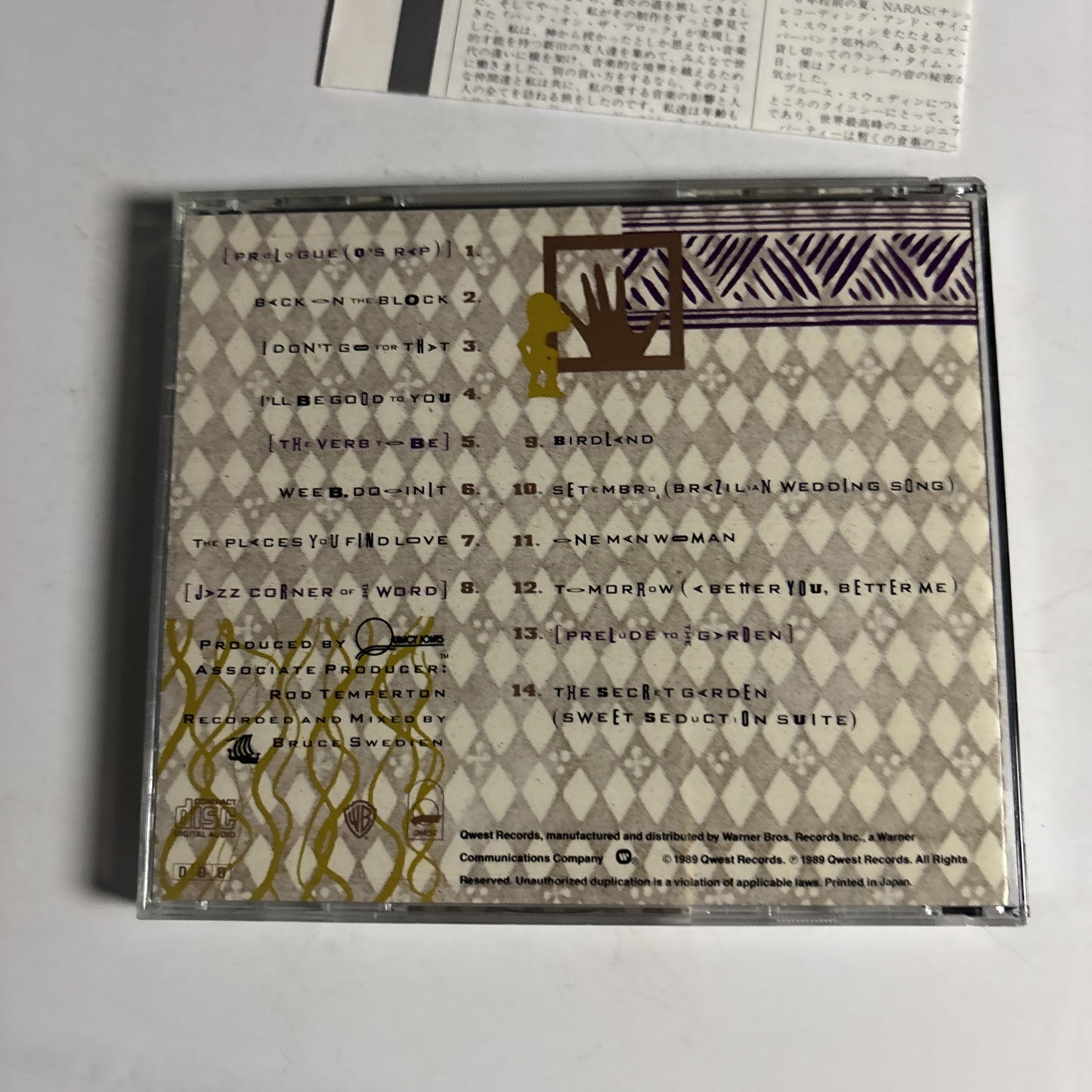 Quincy Jones – Back On The Block (CD, 1991) 22p2-3118 Japan