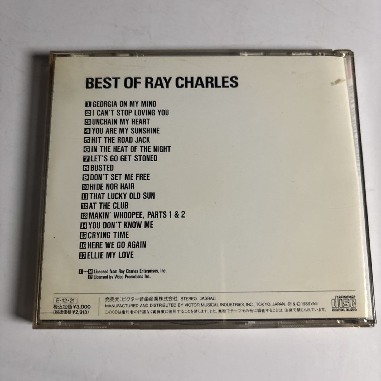 Ray Charles – Best Of Ray Charles (CD, 1989) vdpy-30011 Japan