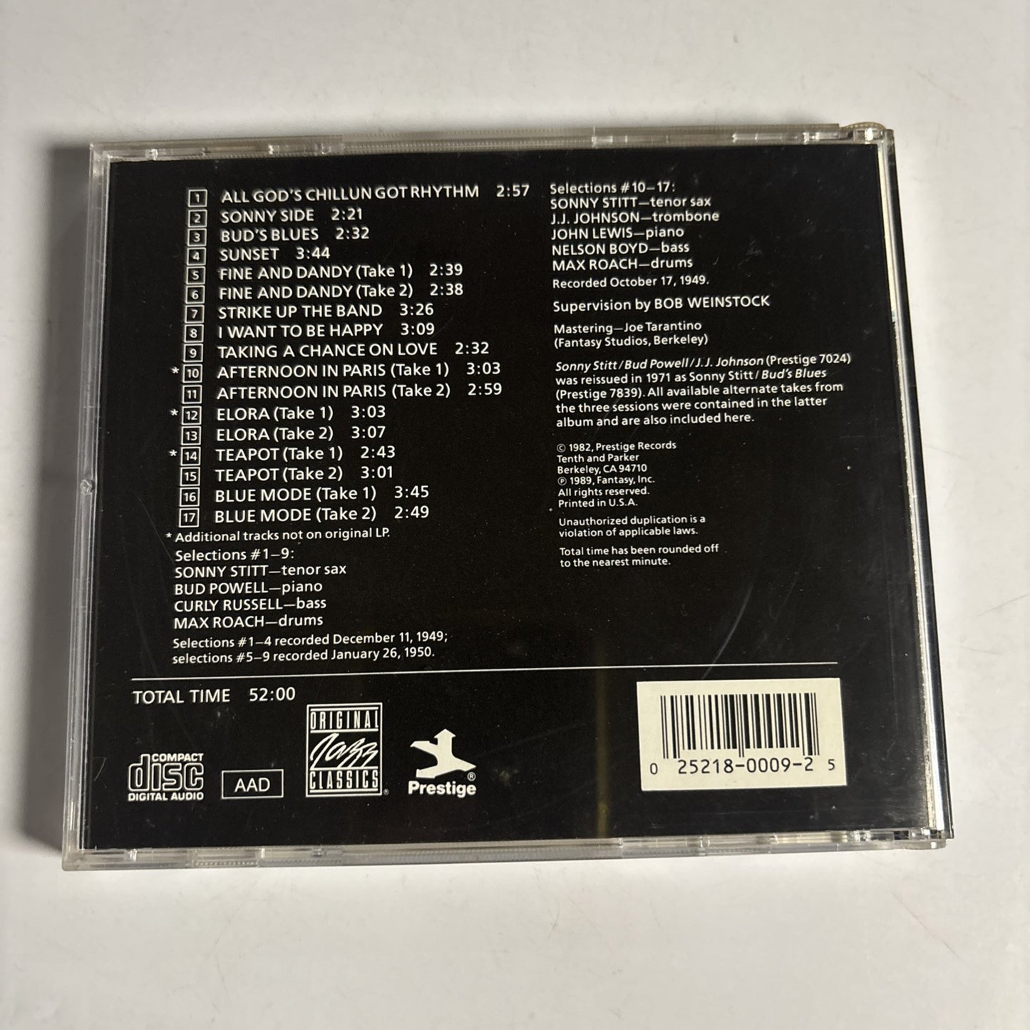 Sonny Stitt / Bud Powell / J.J. Johnson (CD, 1990) OJCCD-009-2