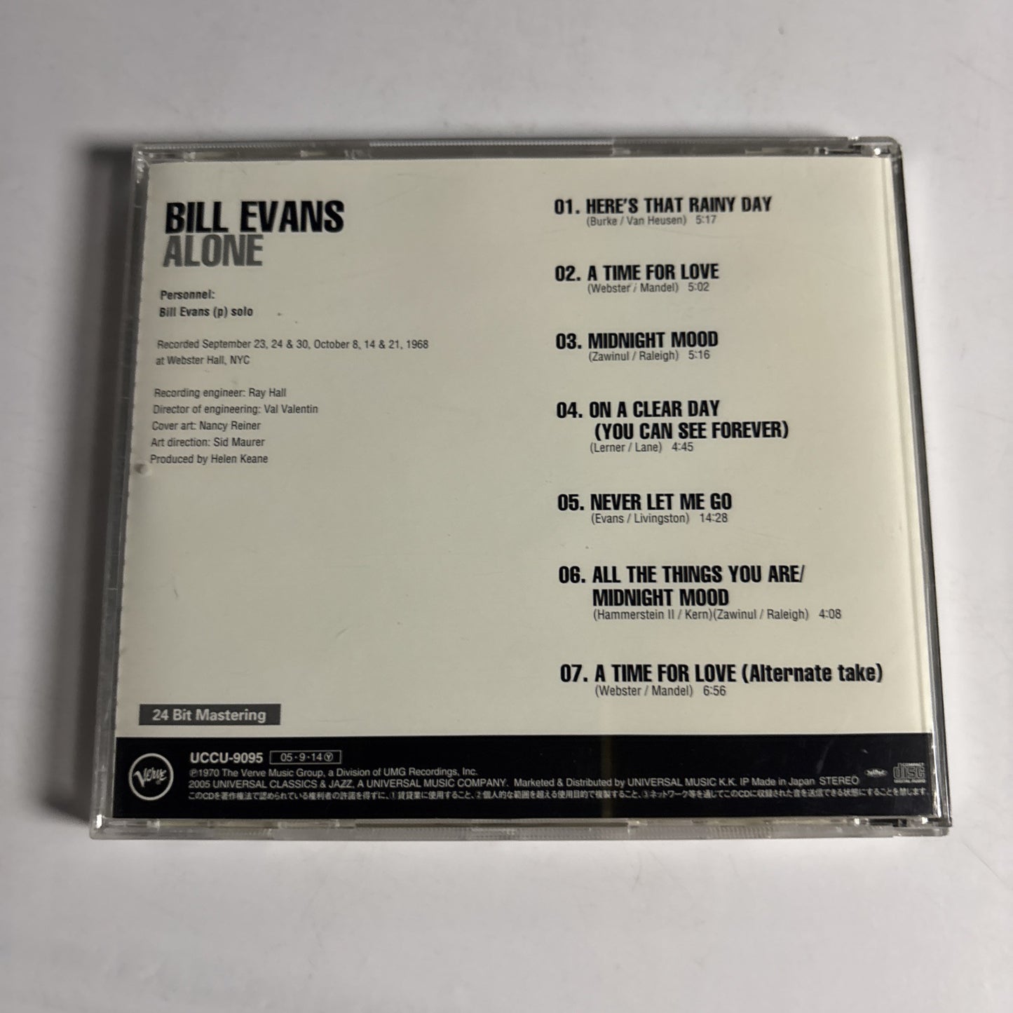 Bill Evans – Alone (CD, 2005) uccu-9095 Japan