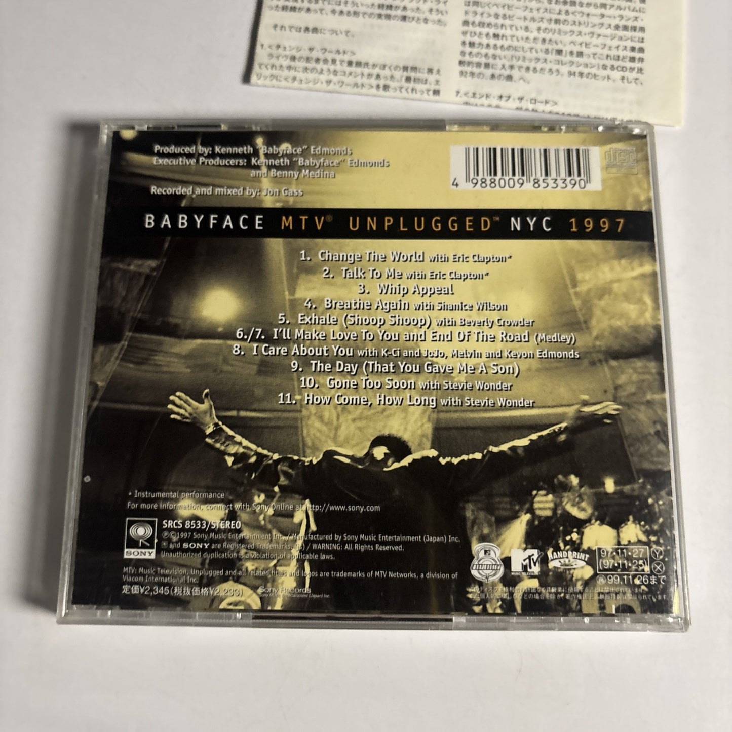 Babyface – MTV Unplugged NYC 1997 (CD, 1997) SRCS 8533 Japan