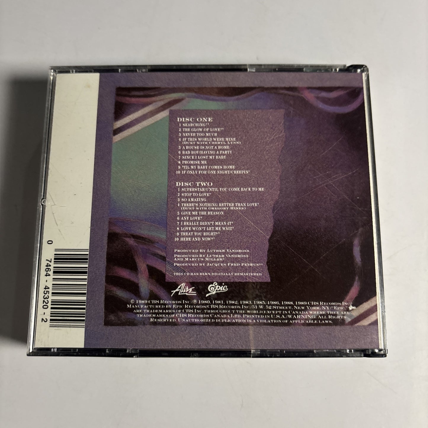 Luther Vandross – The Best Of Luther Vandross (CD, 1989, 2-Disc) E2K 45320