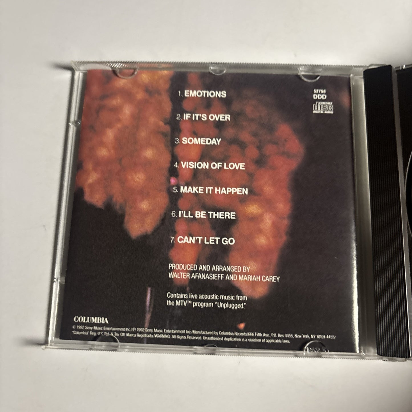 Mariah Carey – MTV Unplugged EP (CD, 1992) CK 52758
