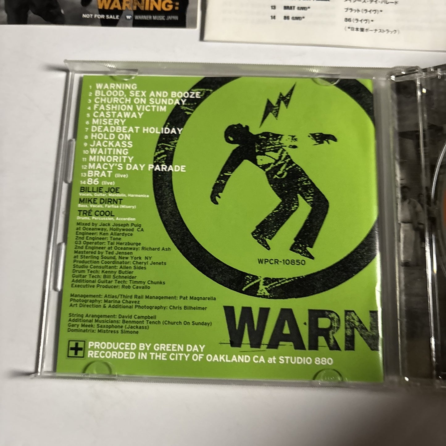 Green Day – Warning:  (CD, 2000) Japan Bonus Track, Sticker WPCR-10850