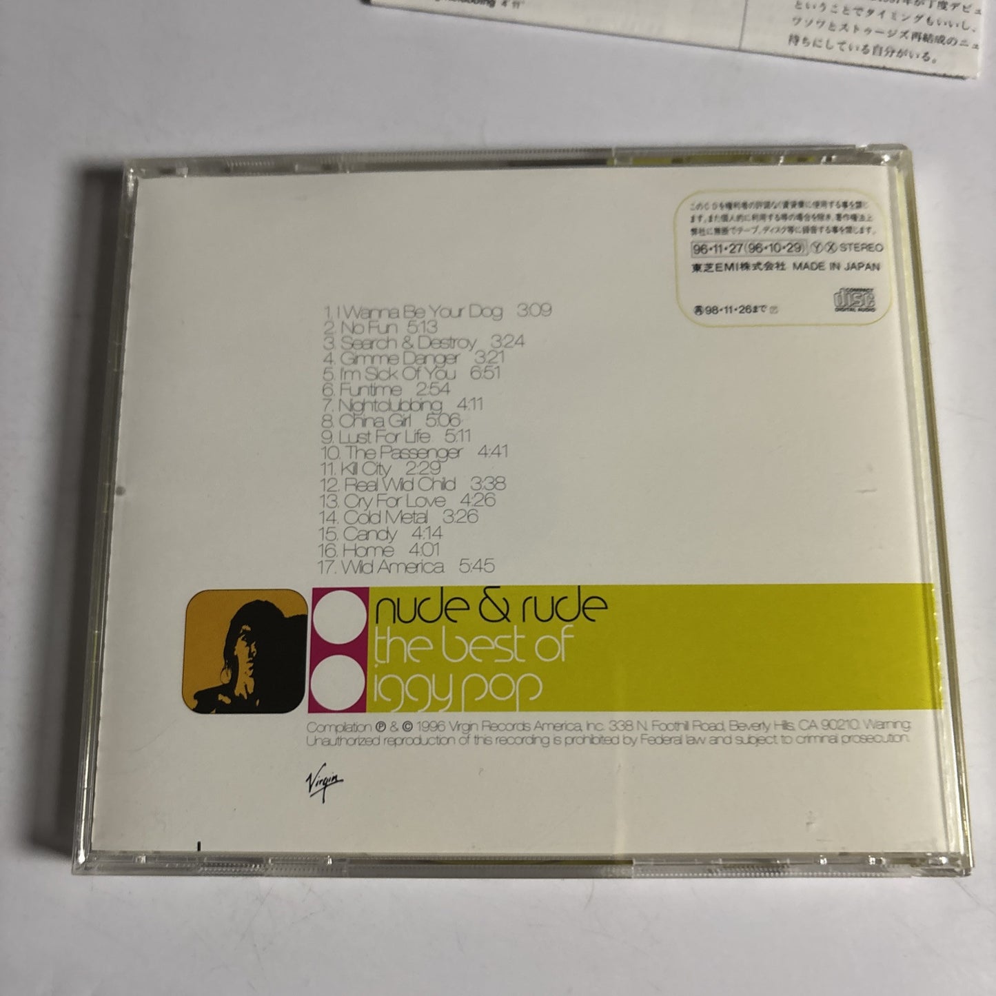 Iggy Pop – Nude & Rude: The Best Of Iggy Pop (CD, 1996) Japan VJCP-25267