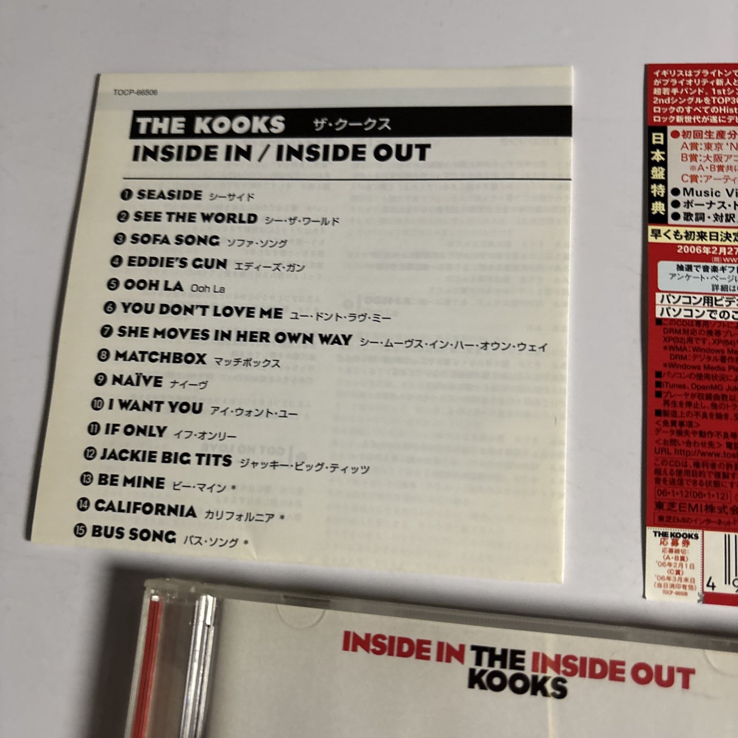 The Kooks – Inside In / Inside Out (CD, 2006) Japan Bonus Track, obi TOCP-66506