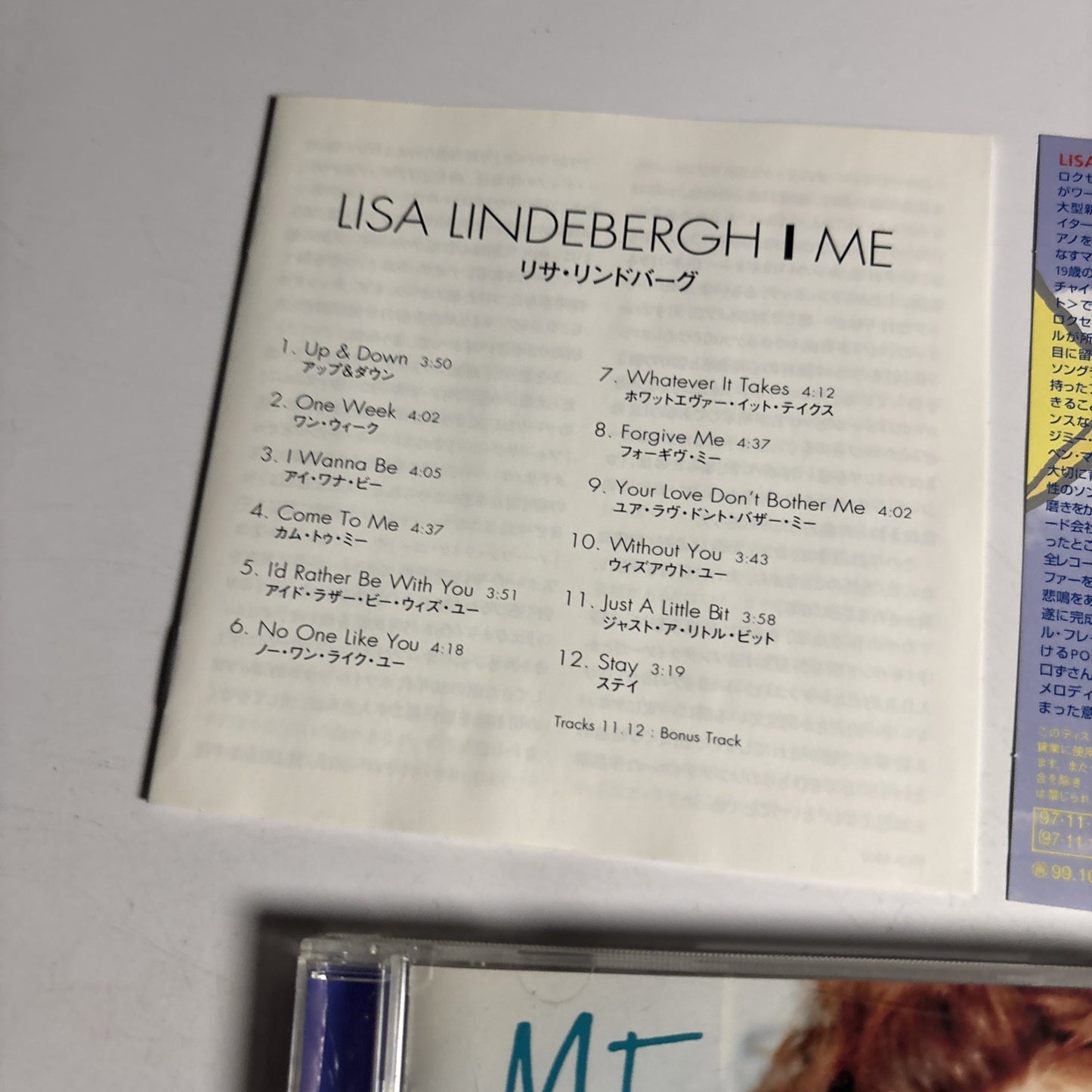 Lisa Lindebergh – Me (CD, 1997) Japan Bonus Track Obi ESCA 6868