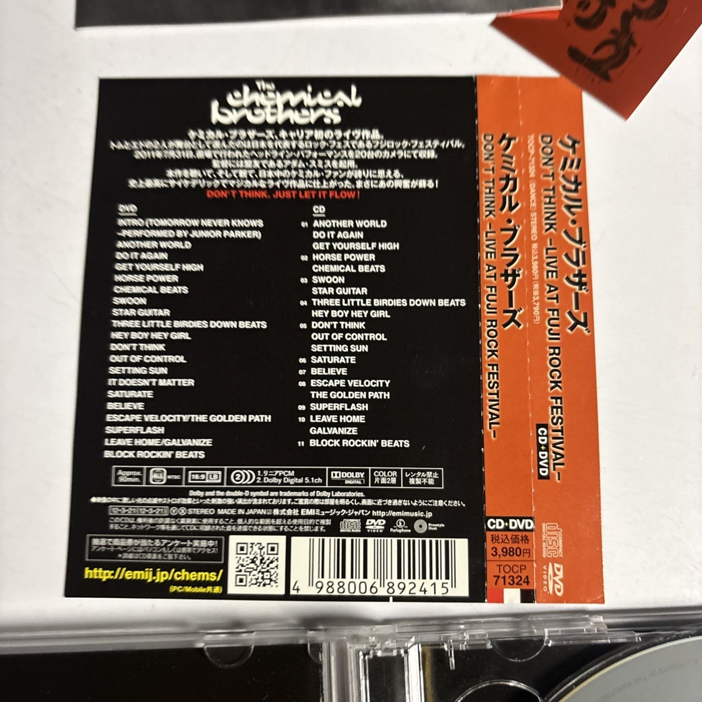 The Chemical Brothers Don't Think Live At Fuji Rock Festival CD DVD Japan Obi