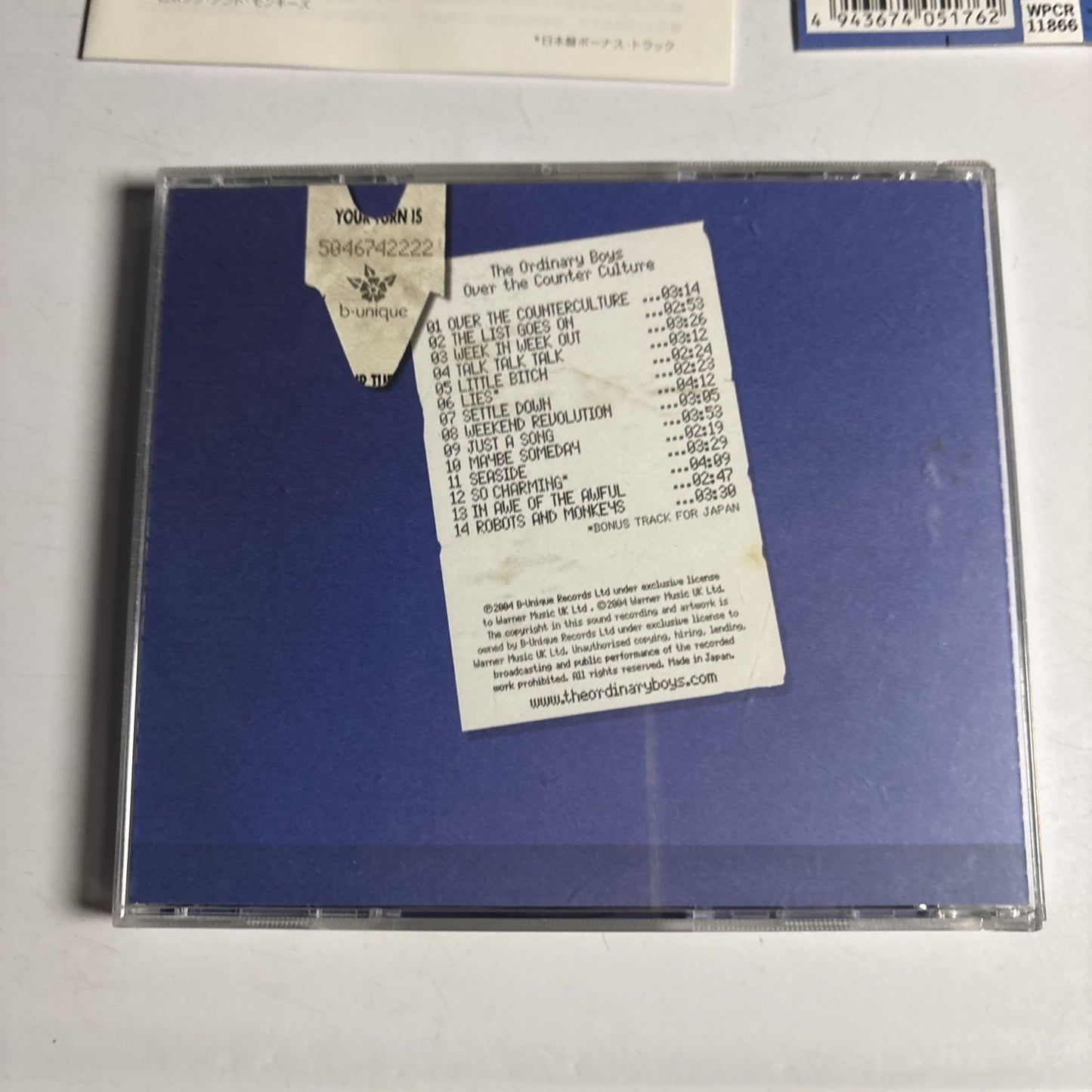 The Ordinary Boys – Over The Counter Culture (CD, 2004) Japan Bonus Track Obi